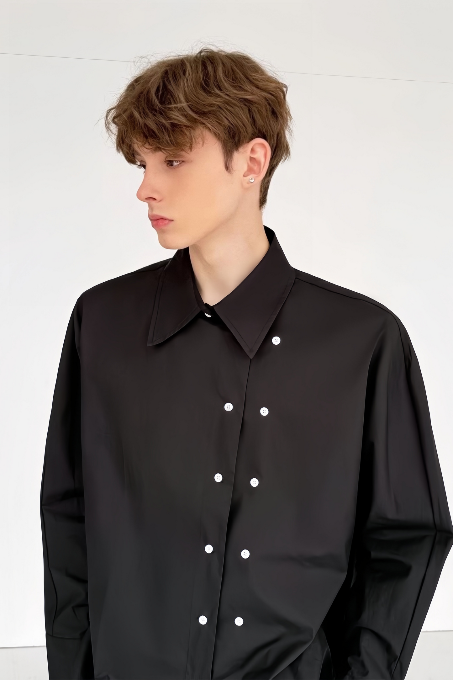 Henri black double-breasted shirt