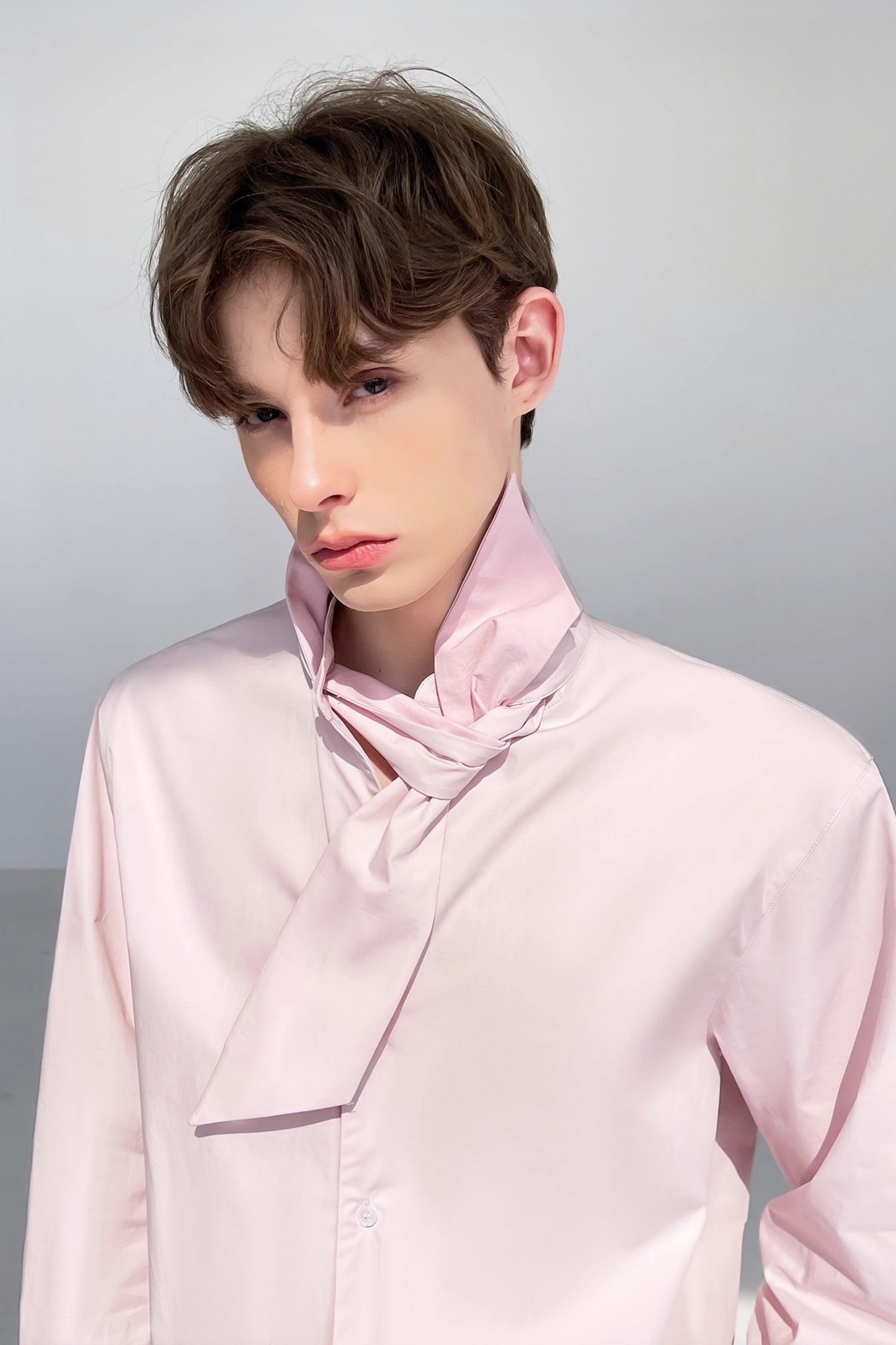 Samuel pink tie-strap collar shirt