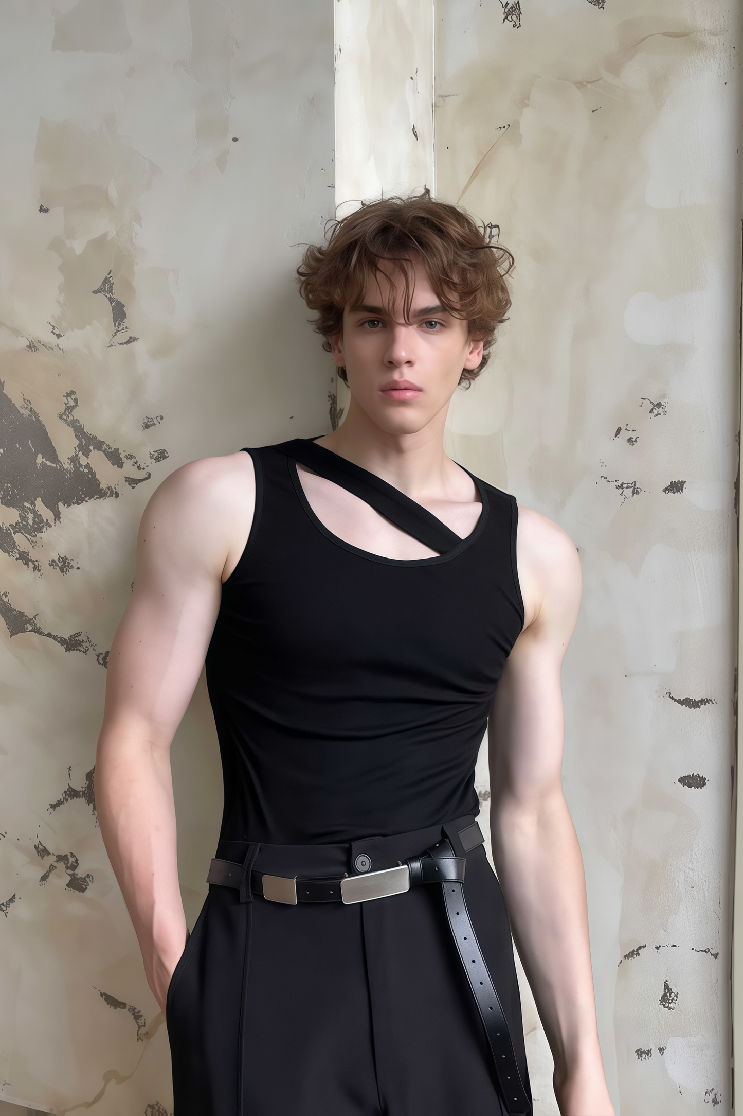 قميص بلا أكمام أسود ضيق من Victor