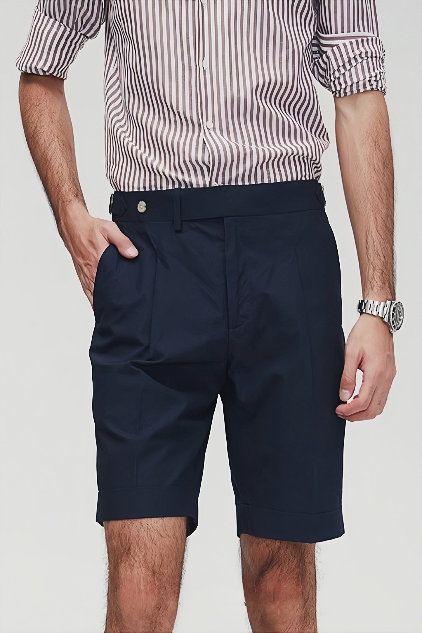 Elon navy-blue straight-cut shorts