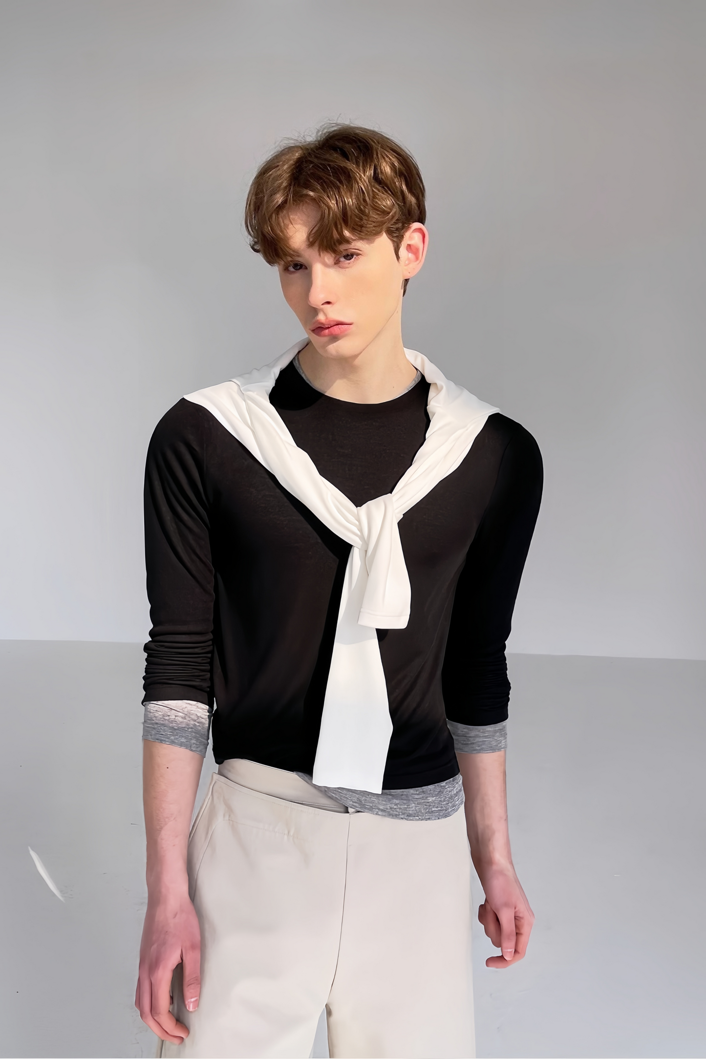 Gaston black faux two-piece jersey