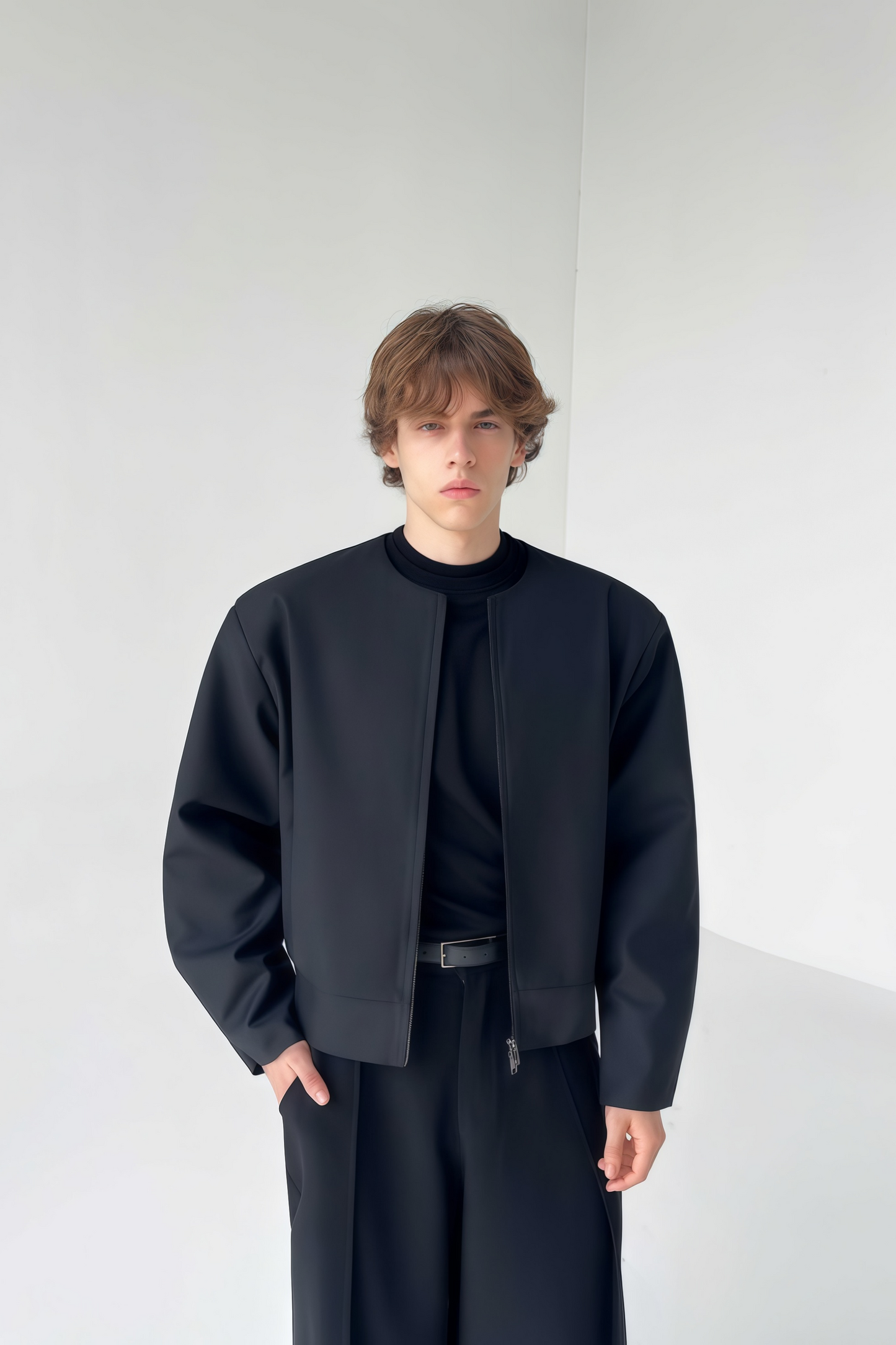 Oliver black collarless jacket