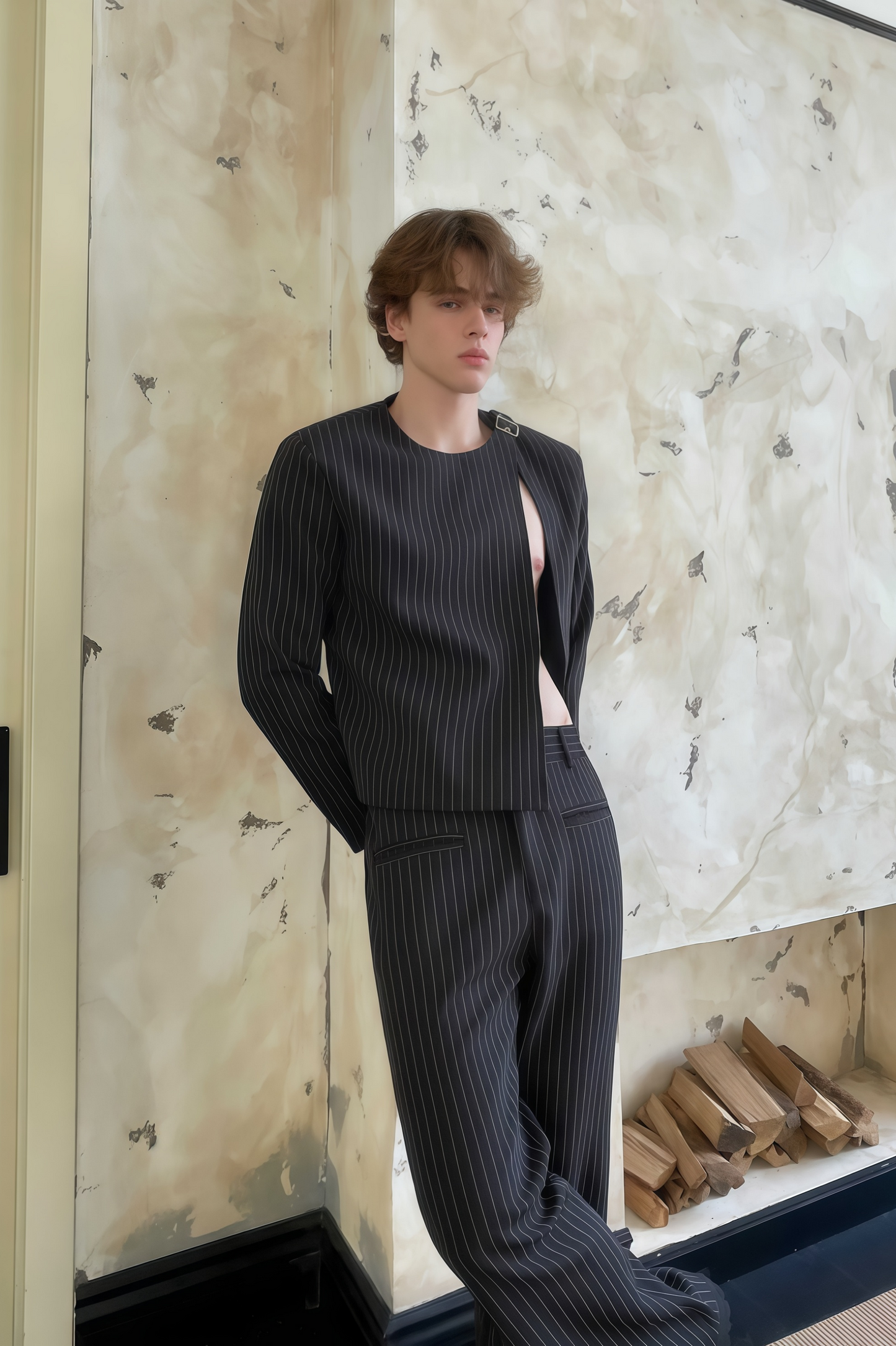 بدلة فيكتور سوداء غير متناظرة بفتحات