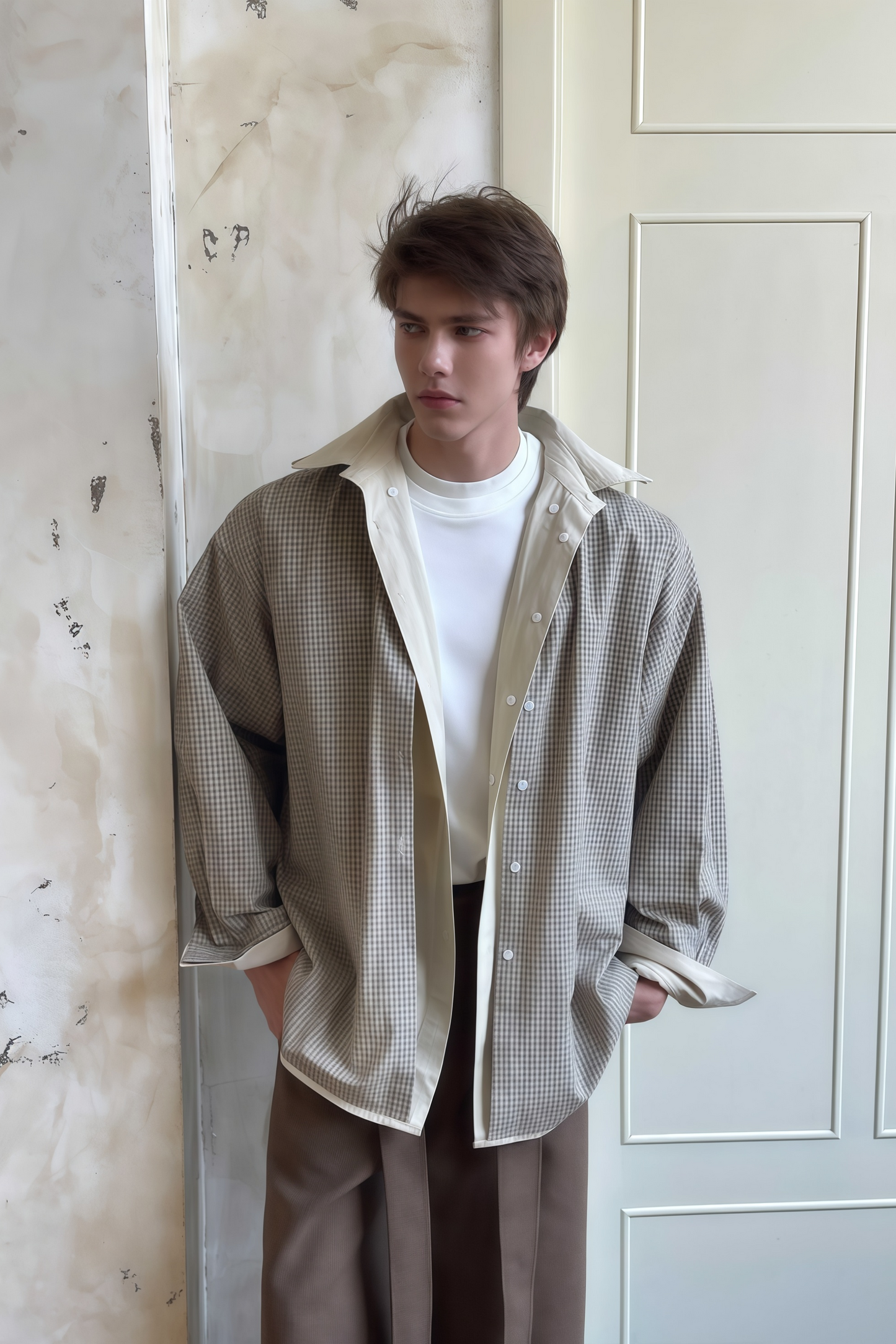 Julian neutrals check-pattern reversible jacket