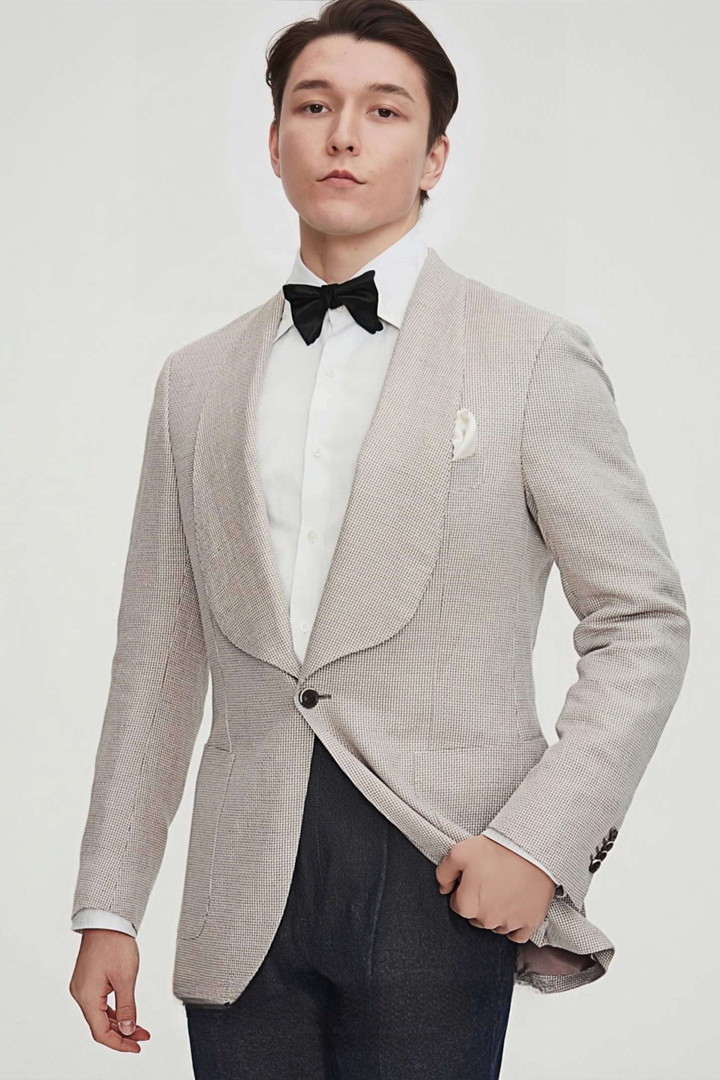 Orion light-khaki shawl-lapels blazer