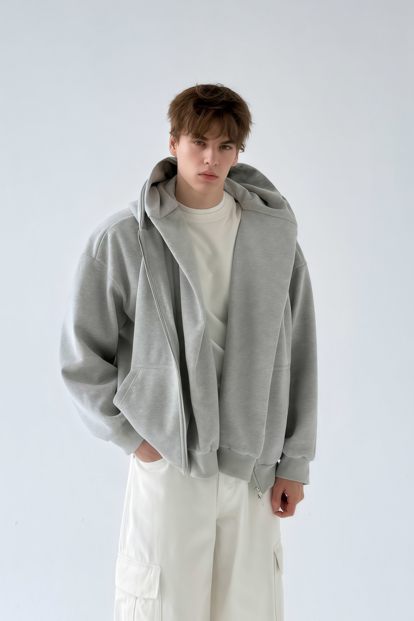 سترة بغطاء رأس من قطعتين باللون الرمادي من ماركة Bennett Gray