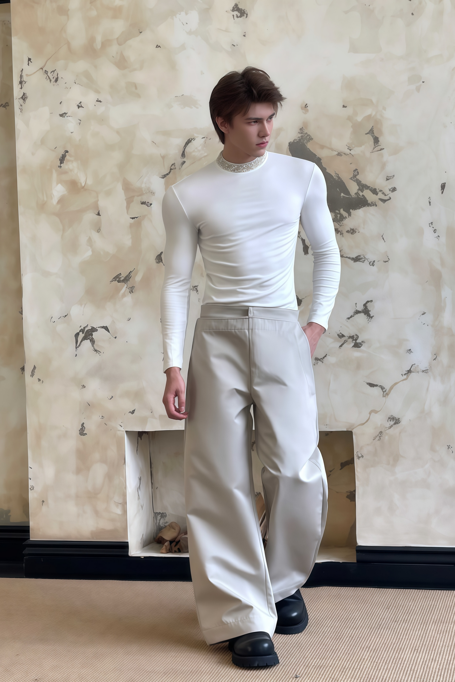 Theodore khaki multi-wear layered trousers