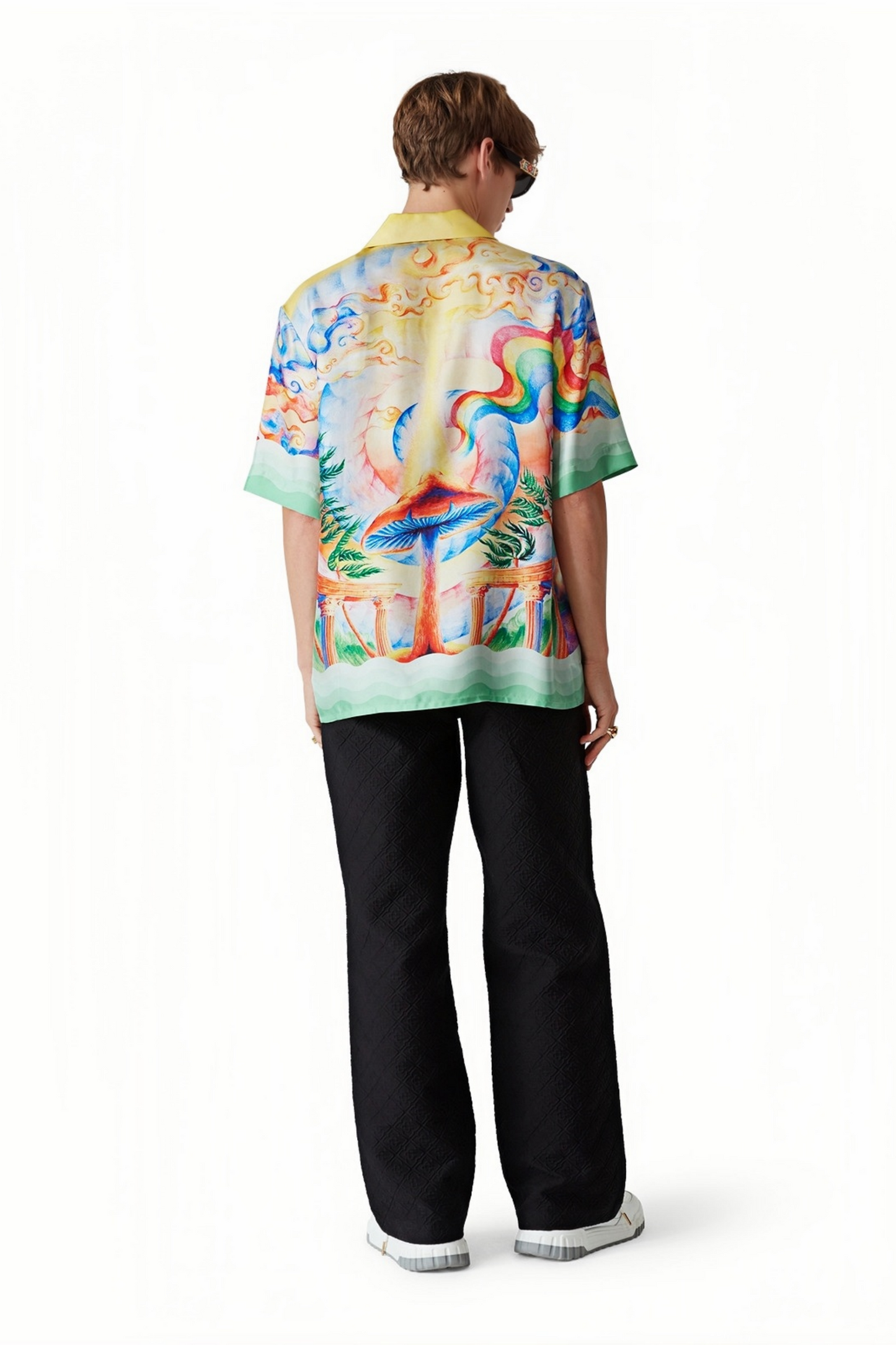 Ethan yellow abstract art print short-sleeve shirt