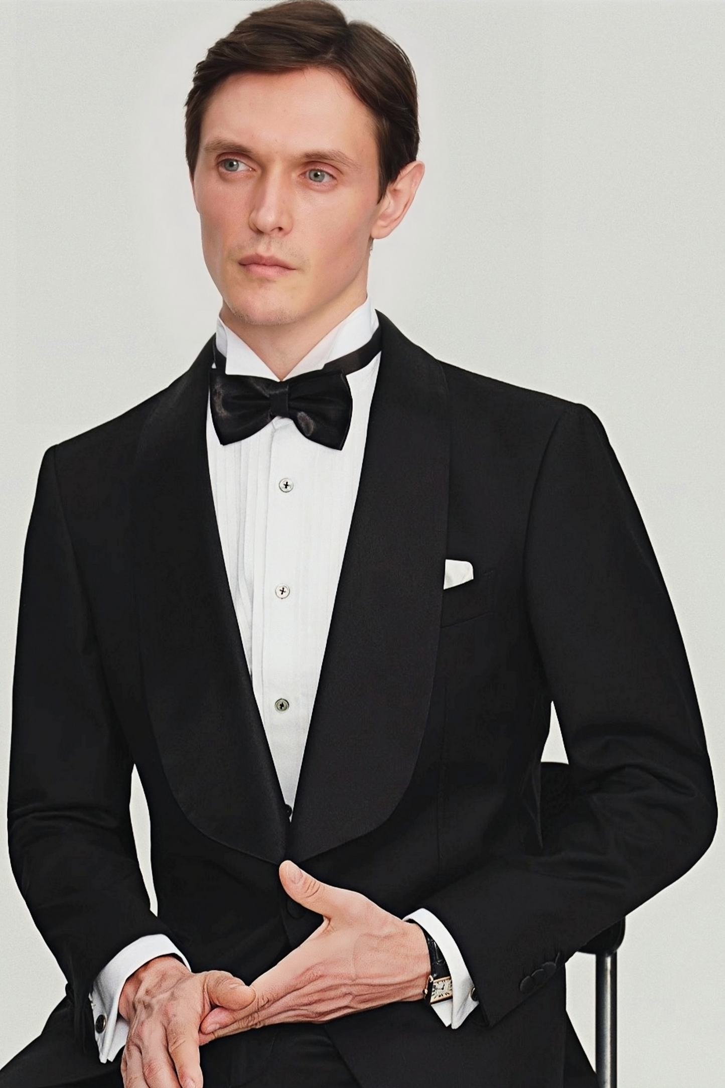 Orion black shawl-lapels suit