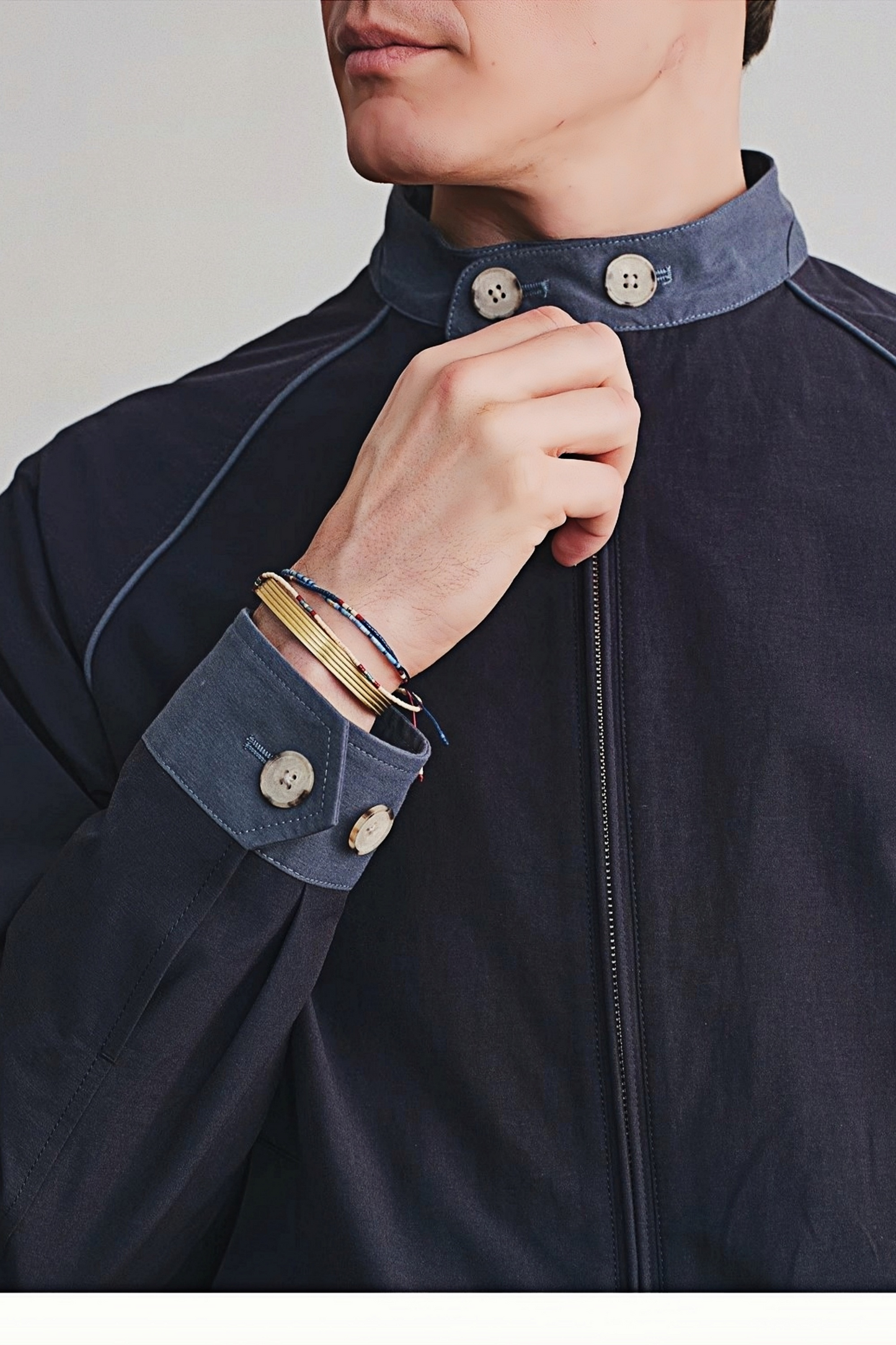 Ragnar color-blocking standing-collar jacket