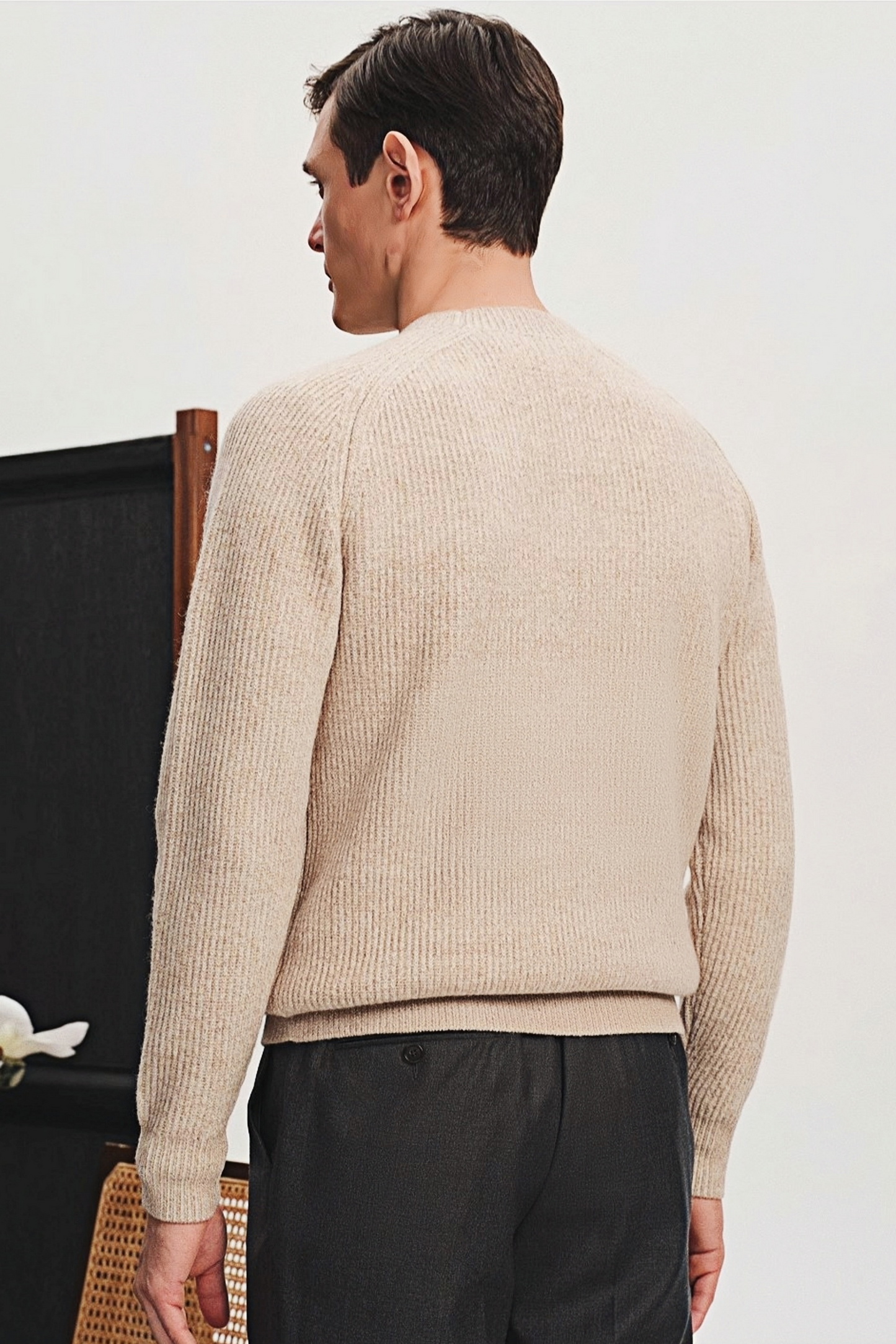 Erik oatmeal round-neck jumper