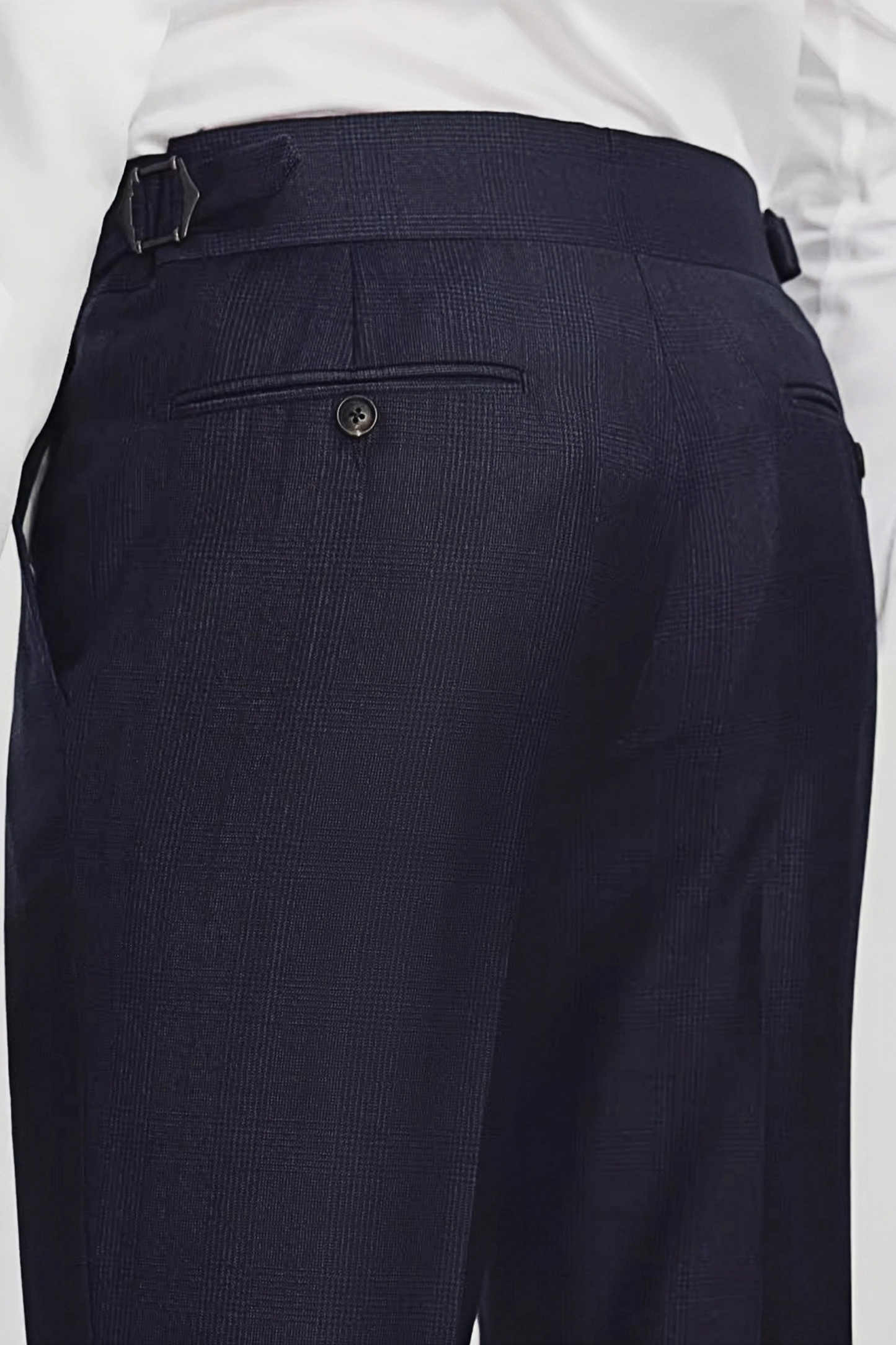 Nathaniel navy-blue glen-plaid trousers