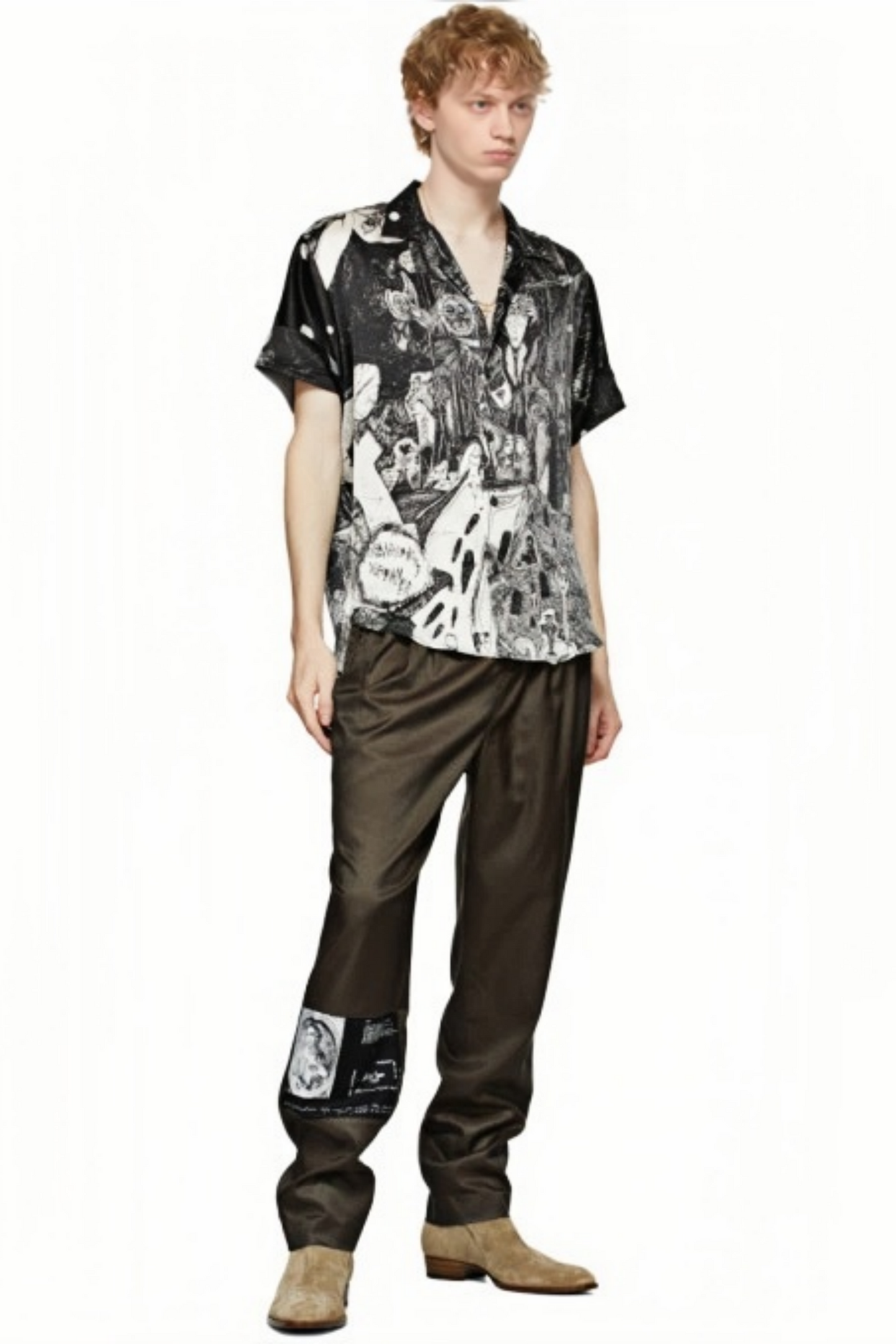 قميص مطبوع بألواح سوداء من Arthur