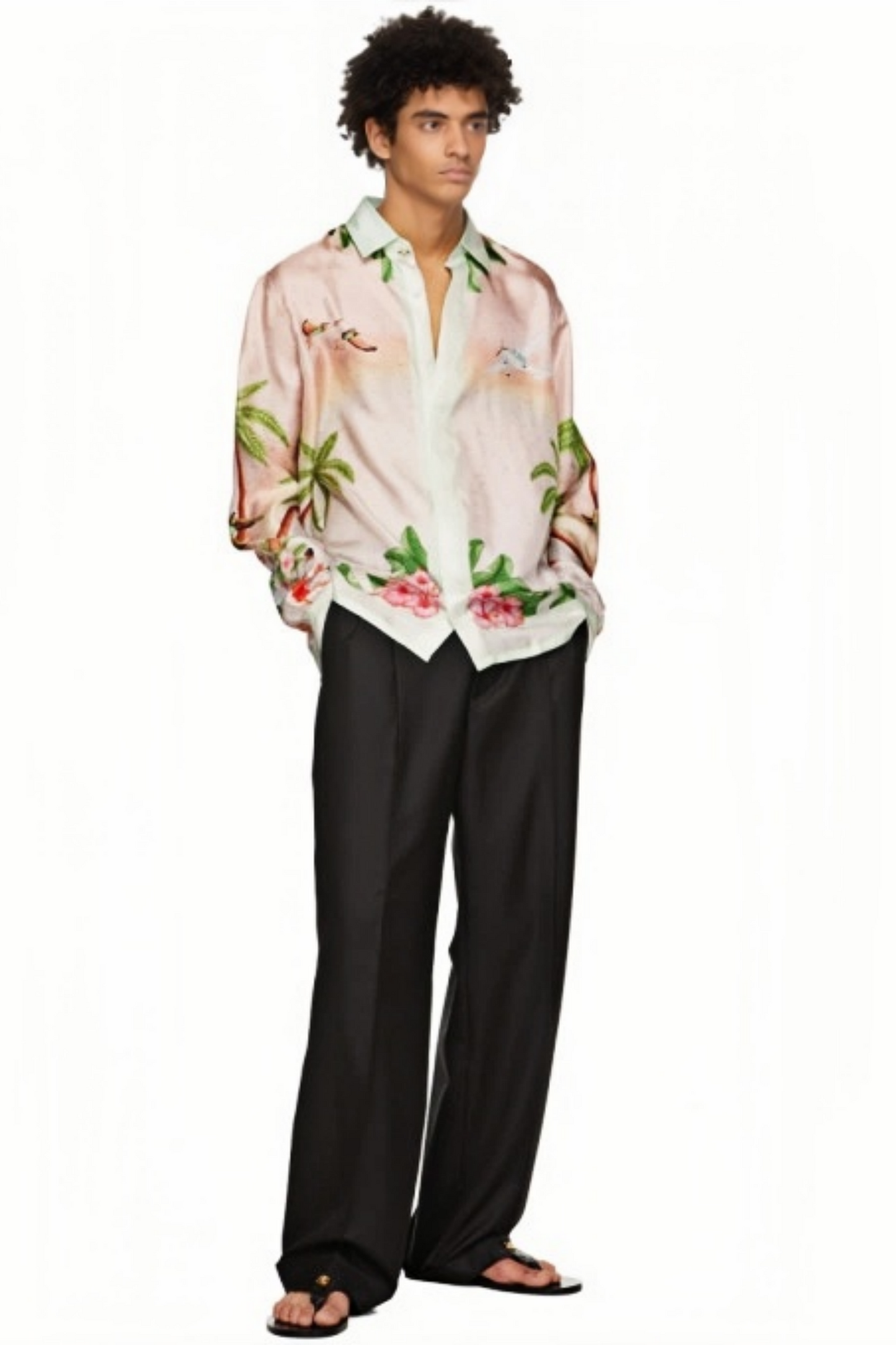 Fred pink floral print short-sleeve shirt