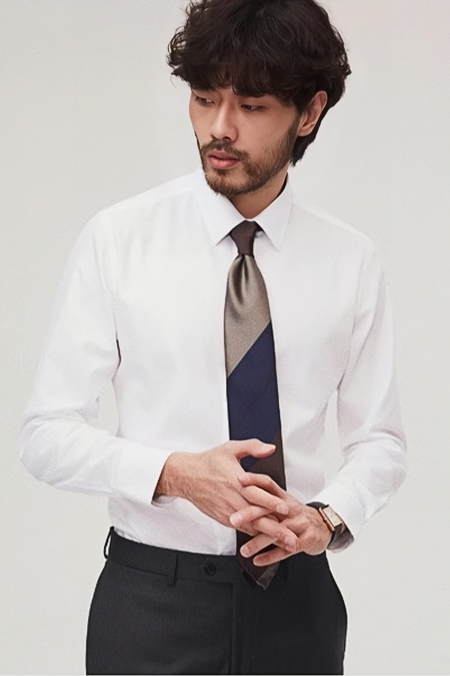 Theodore white classic-collar shirt