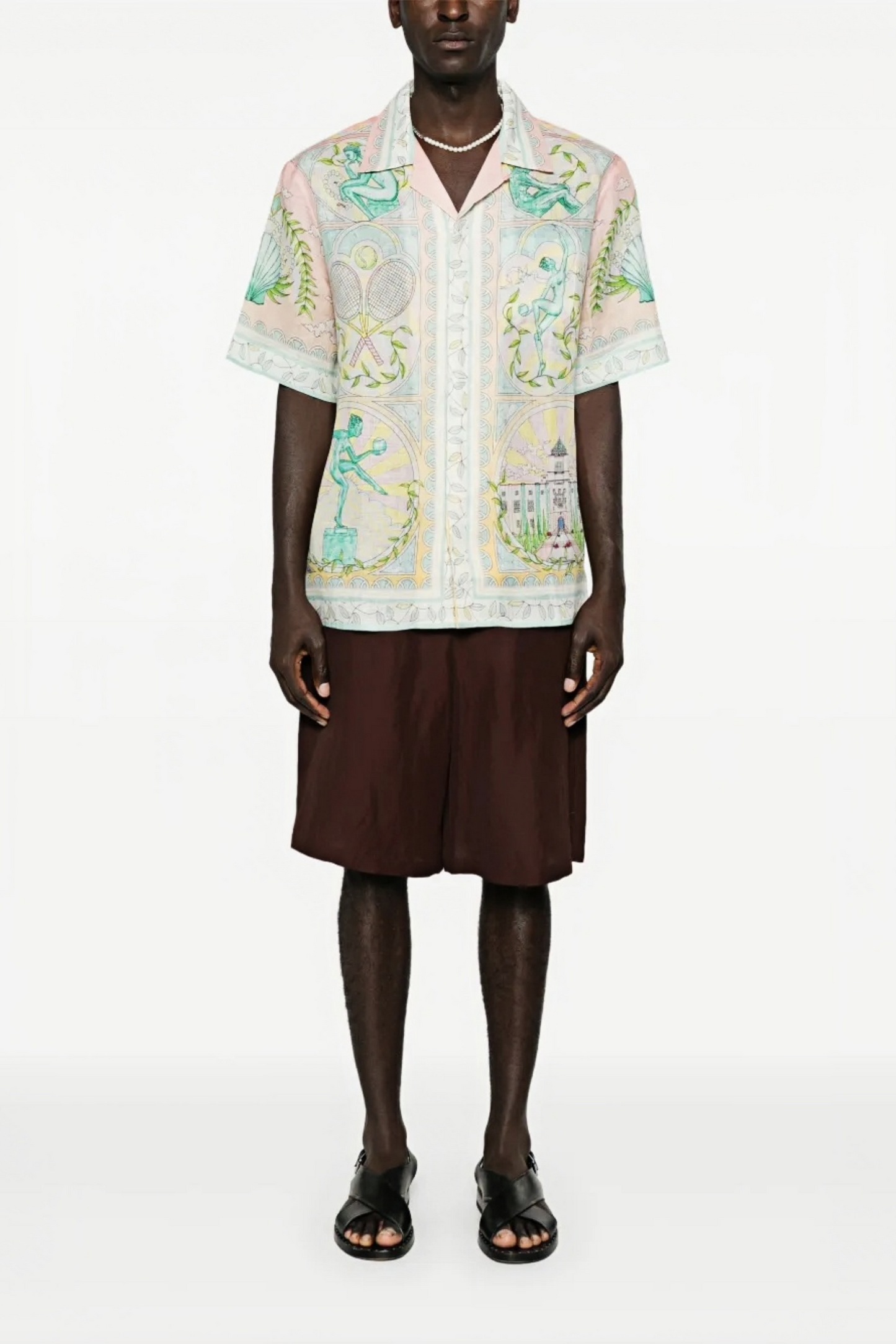 Ben white pastel print short-sleeve shirt