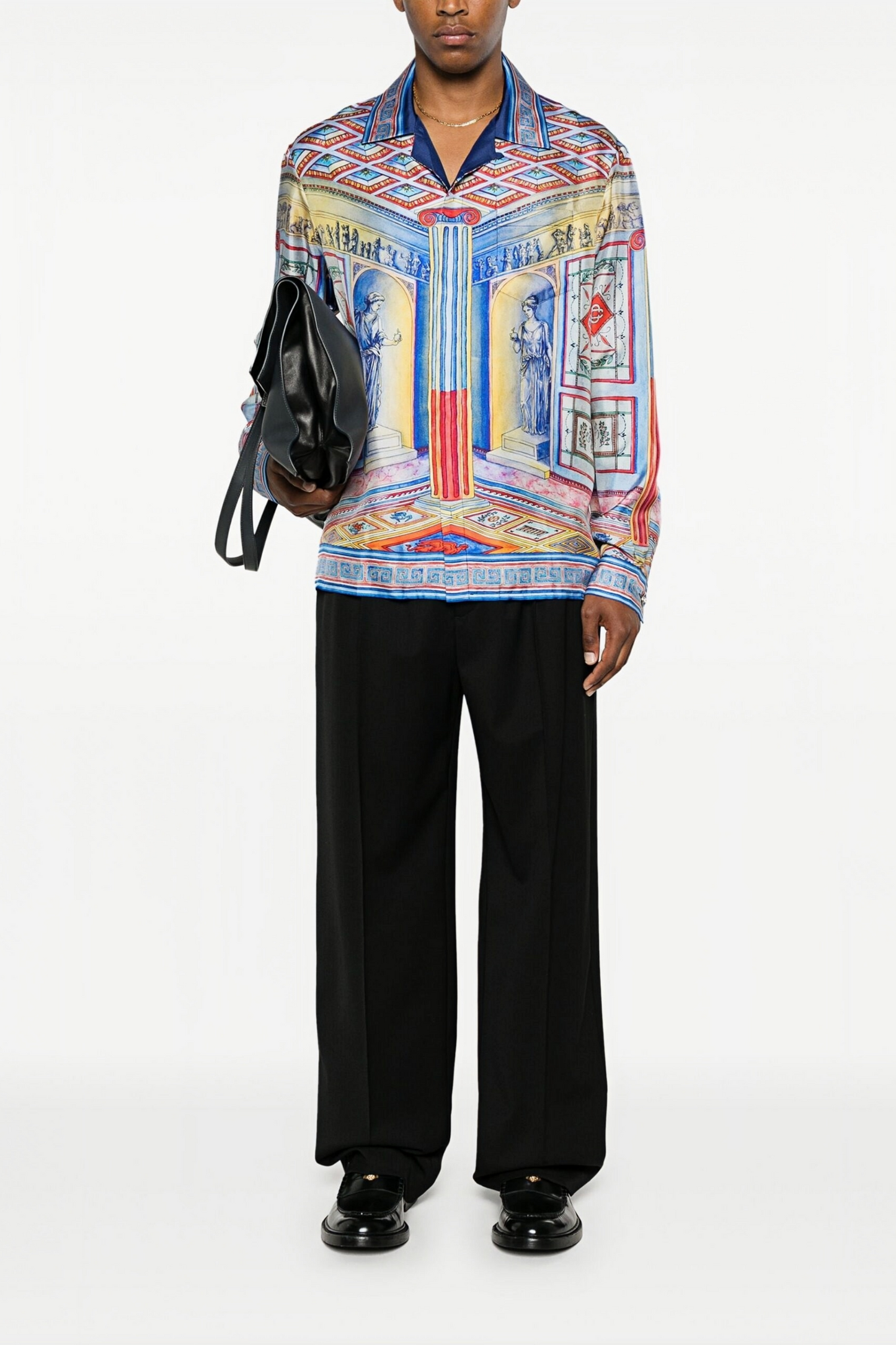 Randy blue multicolored architectural print long-sleeve shirt