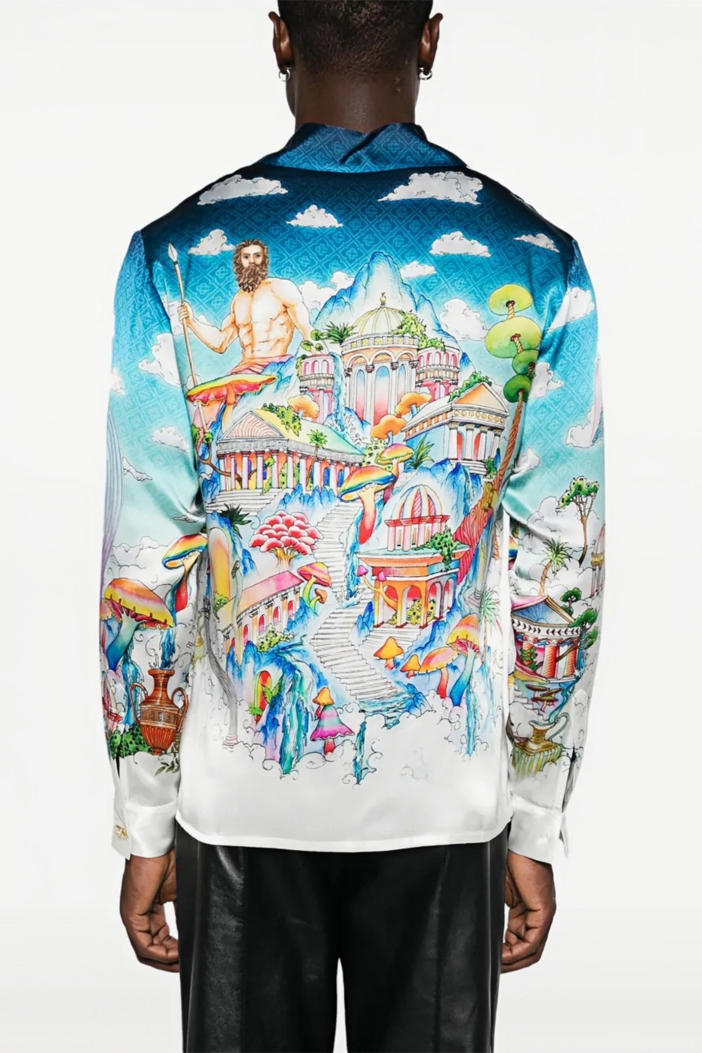 Archie white DORIS Artwork silk long-sleeve shirt