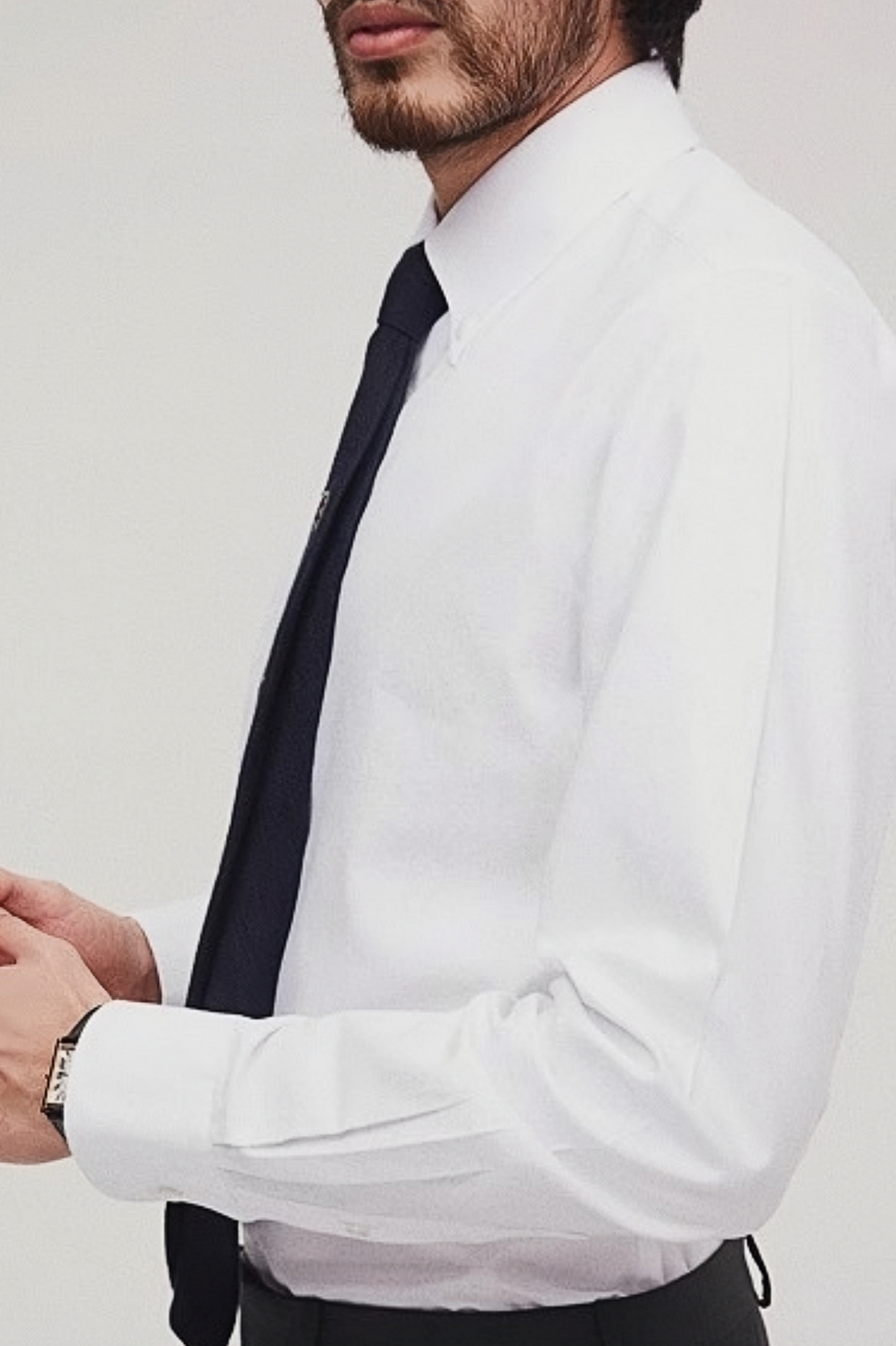 Theodore white button-collar shirt