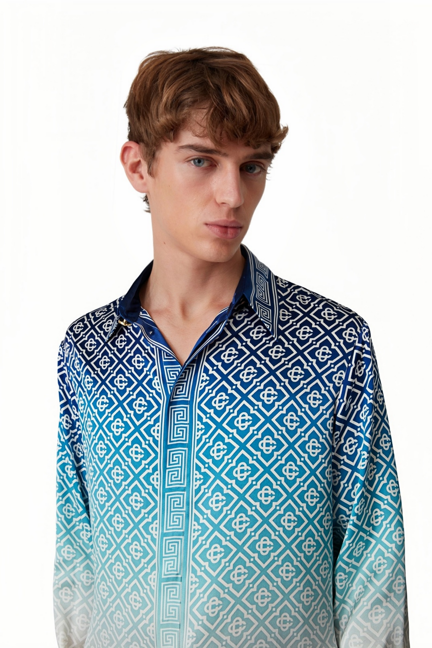 Charlie blue geometric pattern long-sleeve shirt