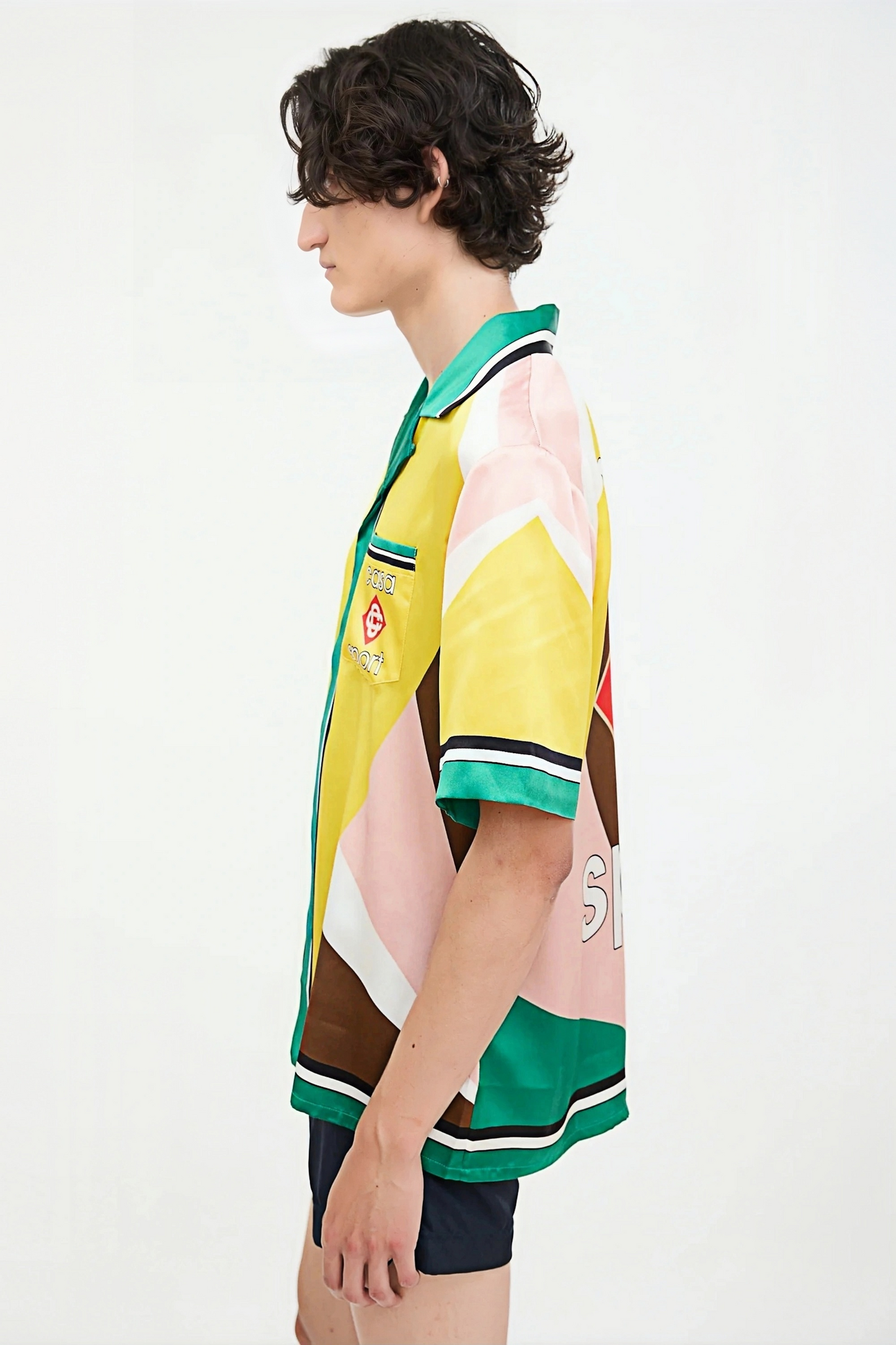 Sam yellow geometric print short-sleeve shirt