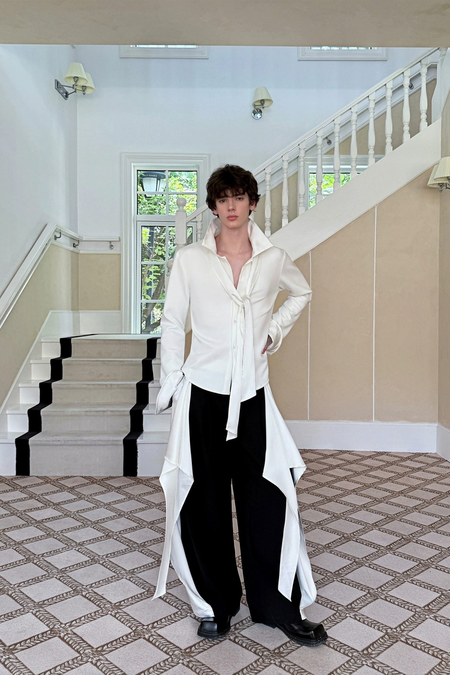 Félix Black&White Ribbon Design Trousers