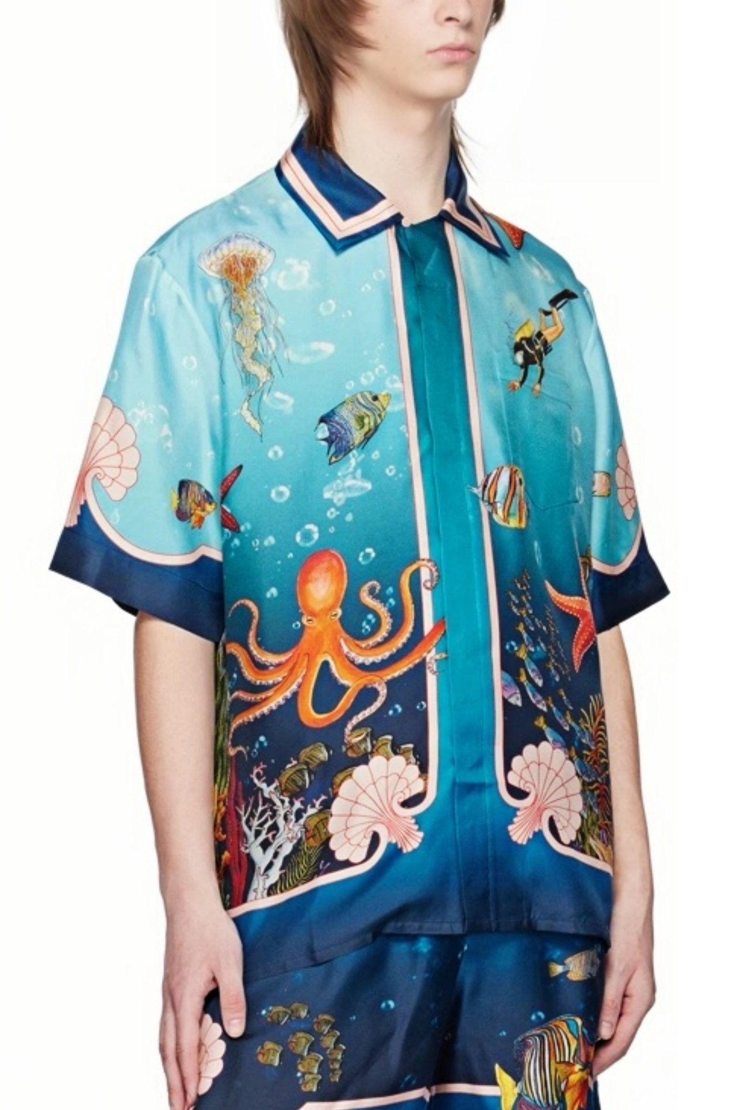 Nathan blue ocean life short-sleeve shirt