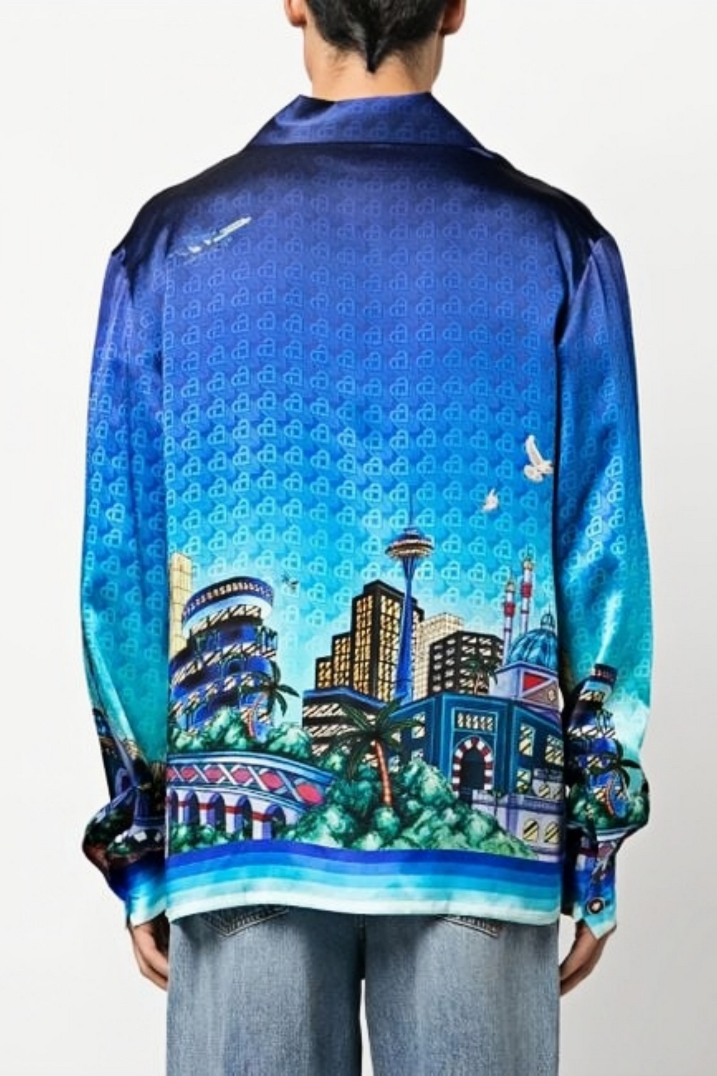 Sebastian blue cityscape long-sleeve shirt