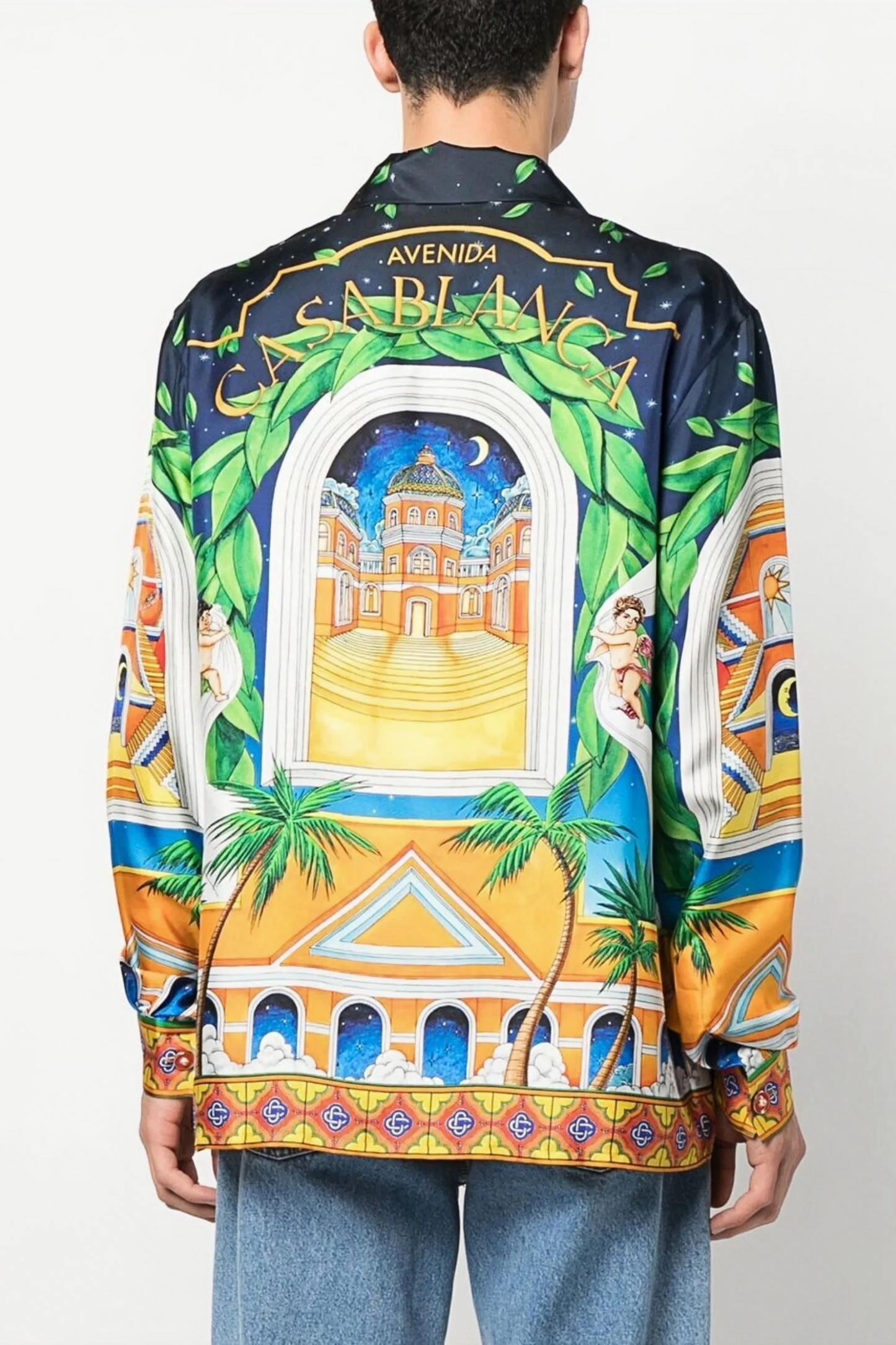 Frédéric blue multicolor tropical print long-sleeve shirt