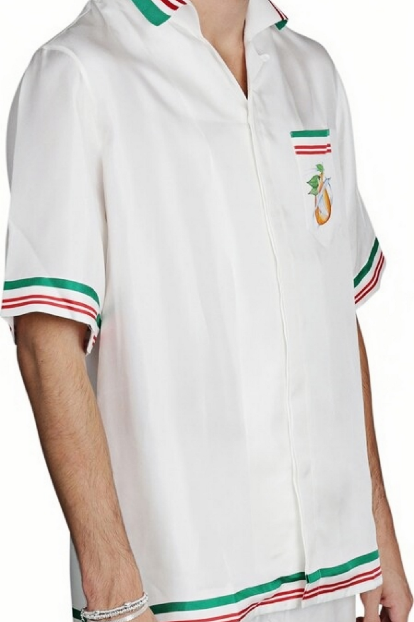 Hugo white airplane fruit print short-sleeve shirt