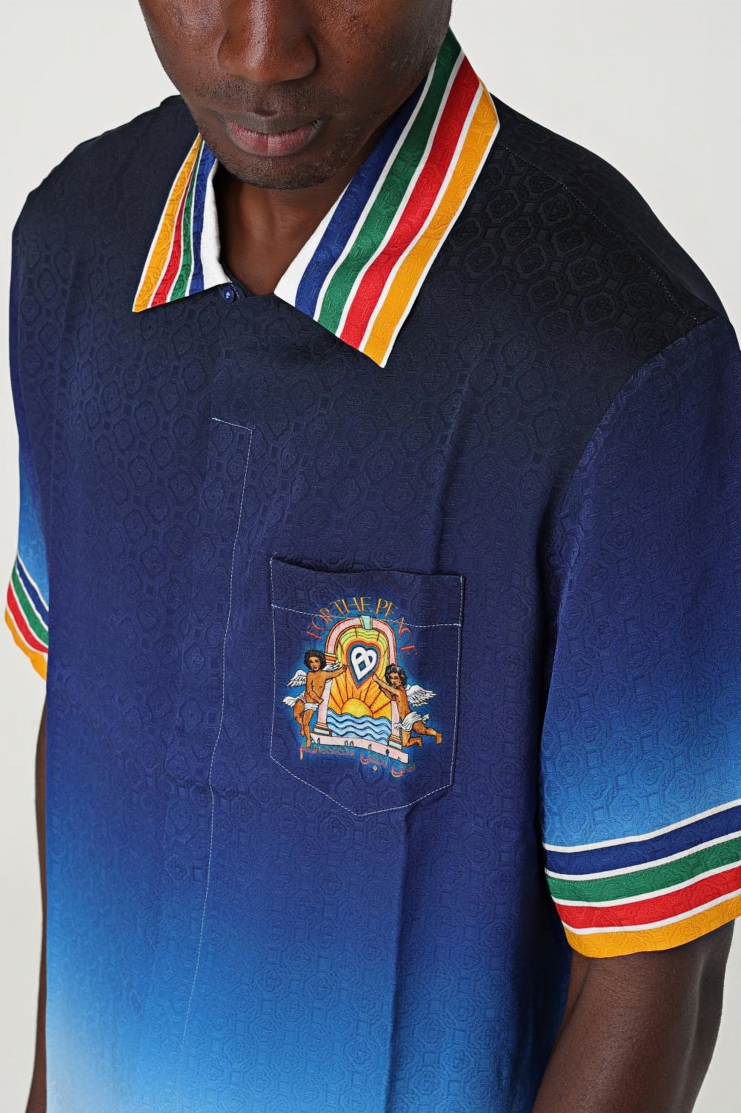 Eric blue cupid print short-sleeve shirt