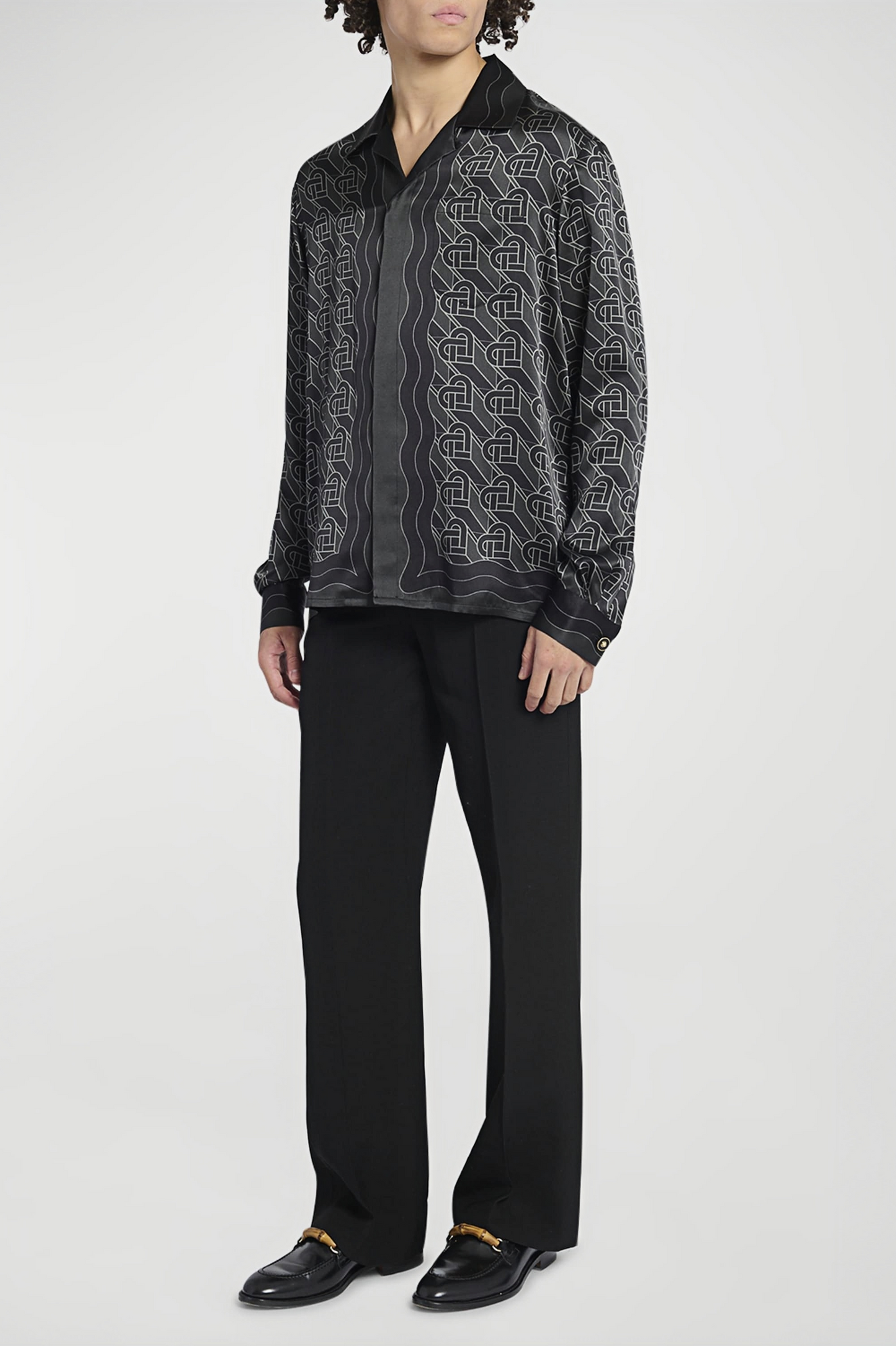 Roger black monogrammed long-sleeve shirt