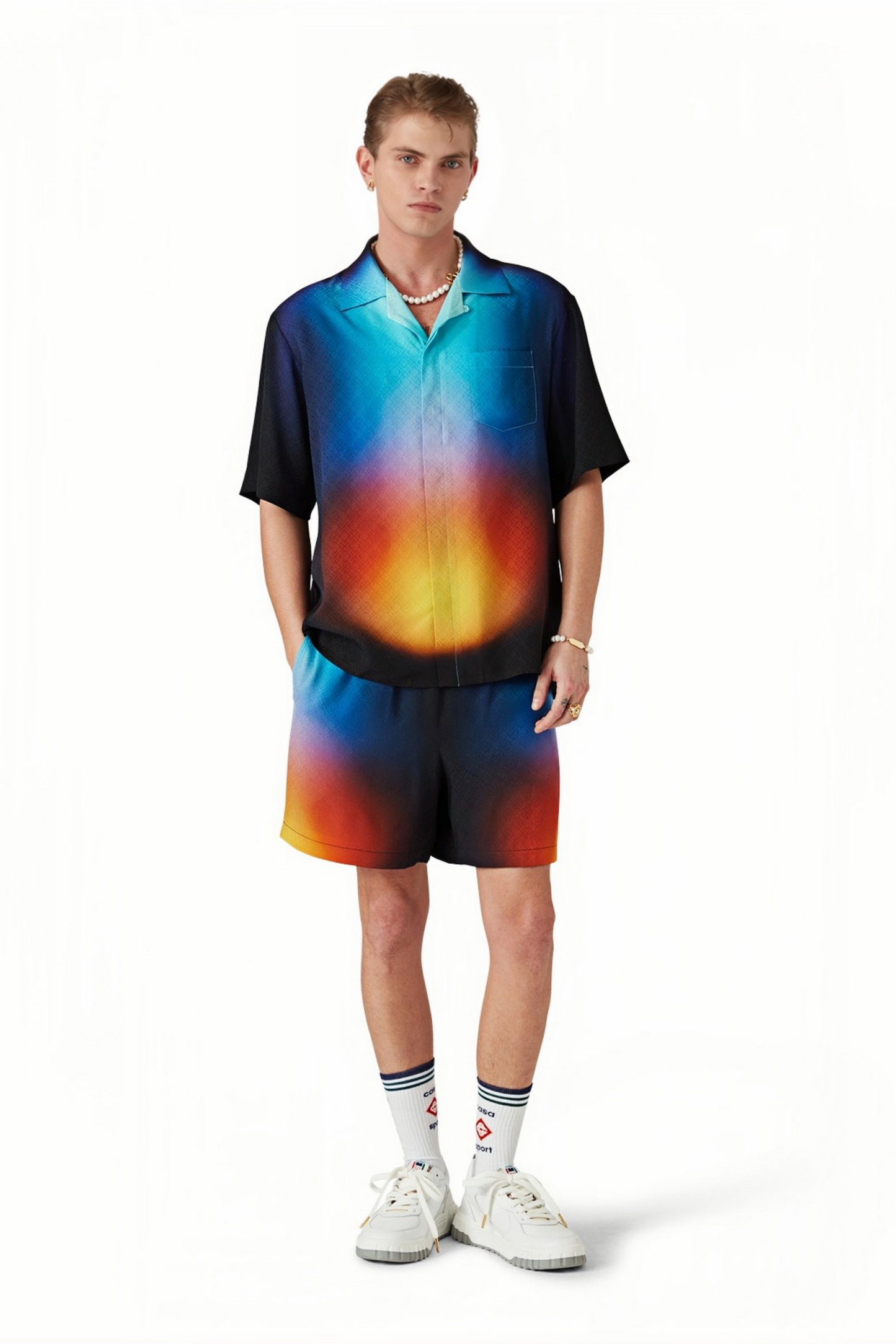 Mike black rainbow gradient short-sleeve shirt