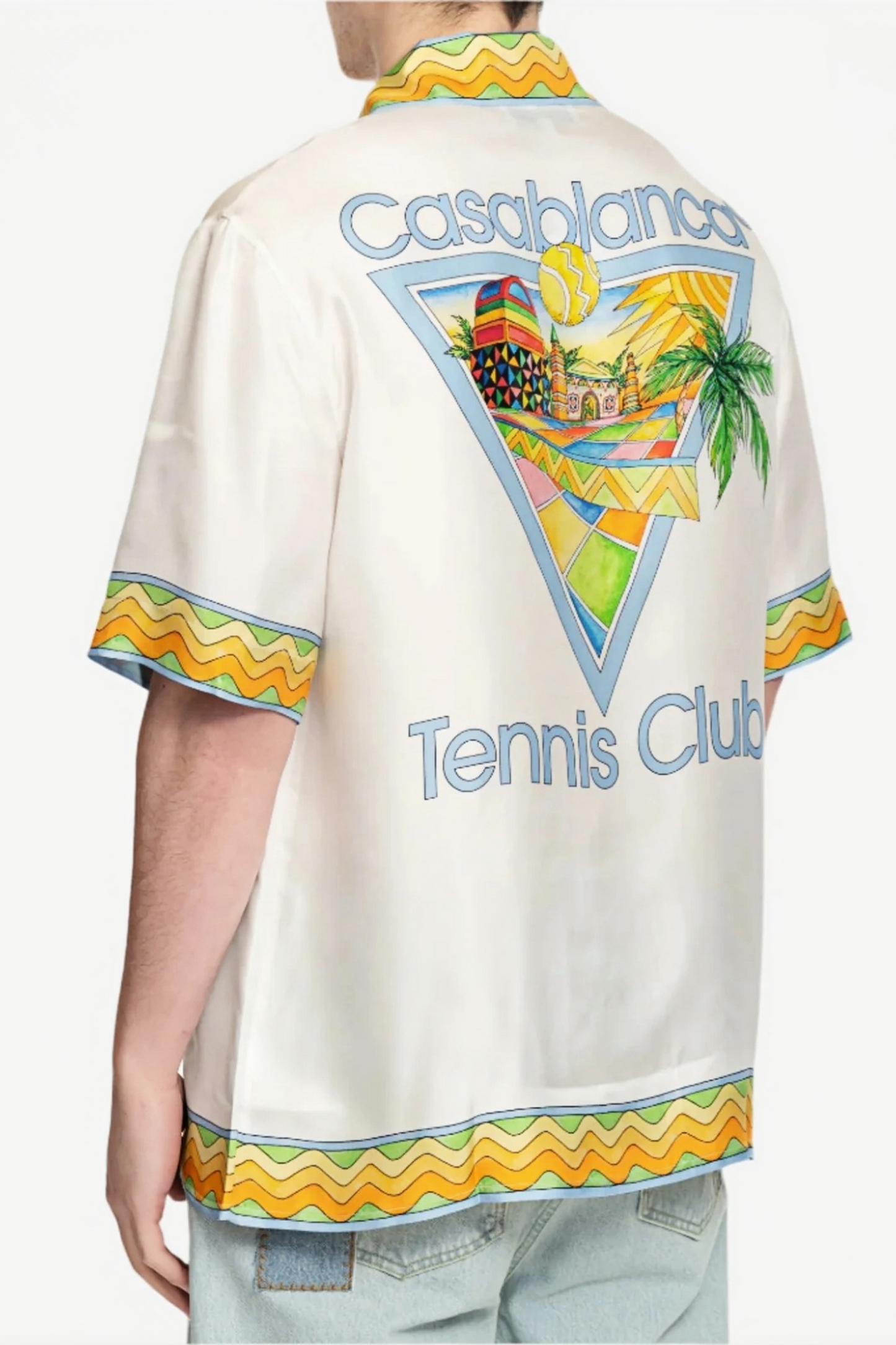 Brian white tennis and resort print short-sleeve shirt