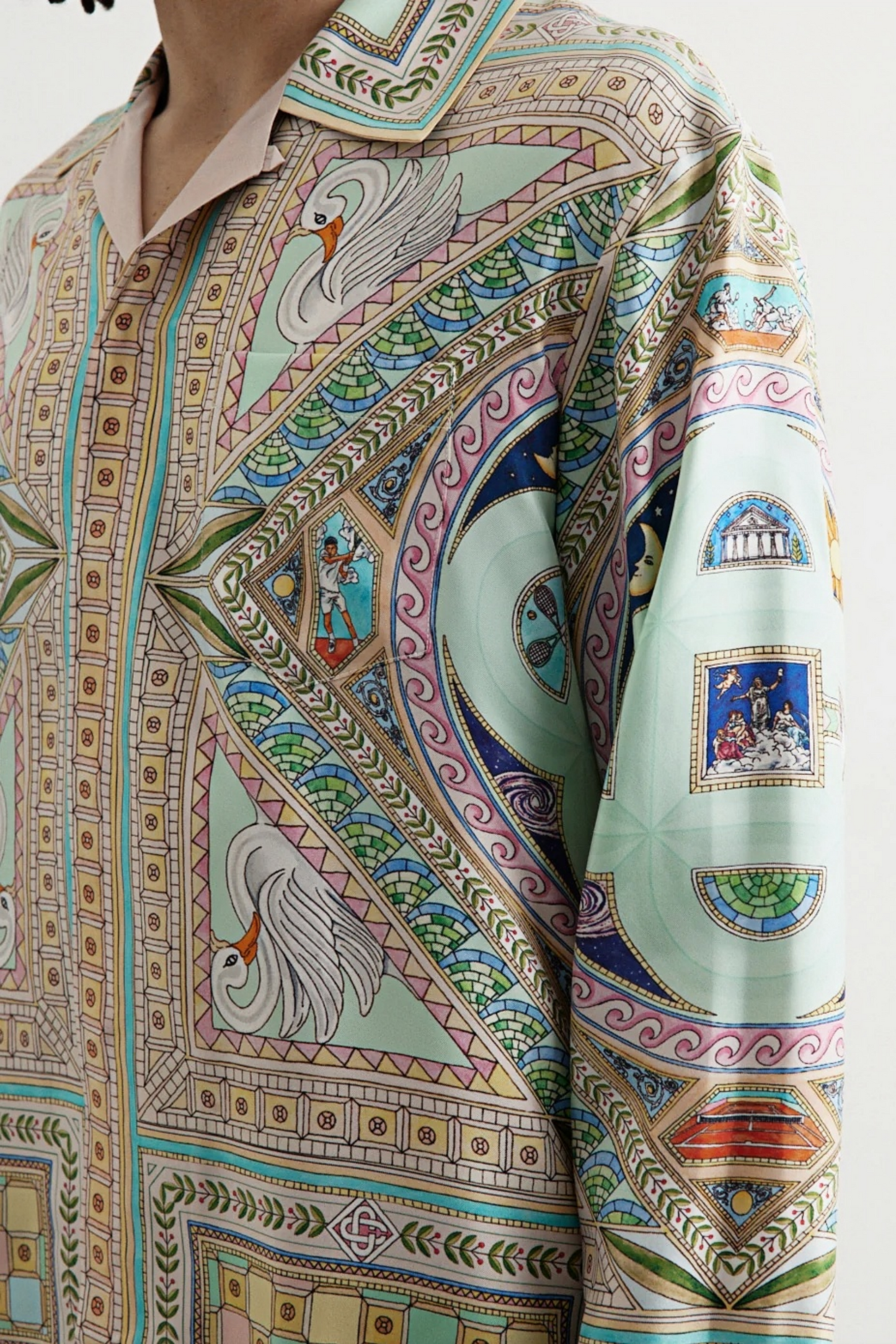 Nolan green mythological print long-sleeve shirt