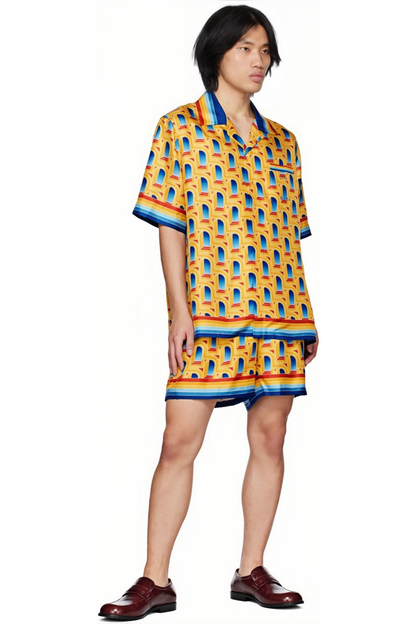 Nathan yellow zigzag short-sleeve shirt