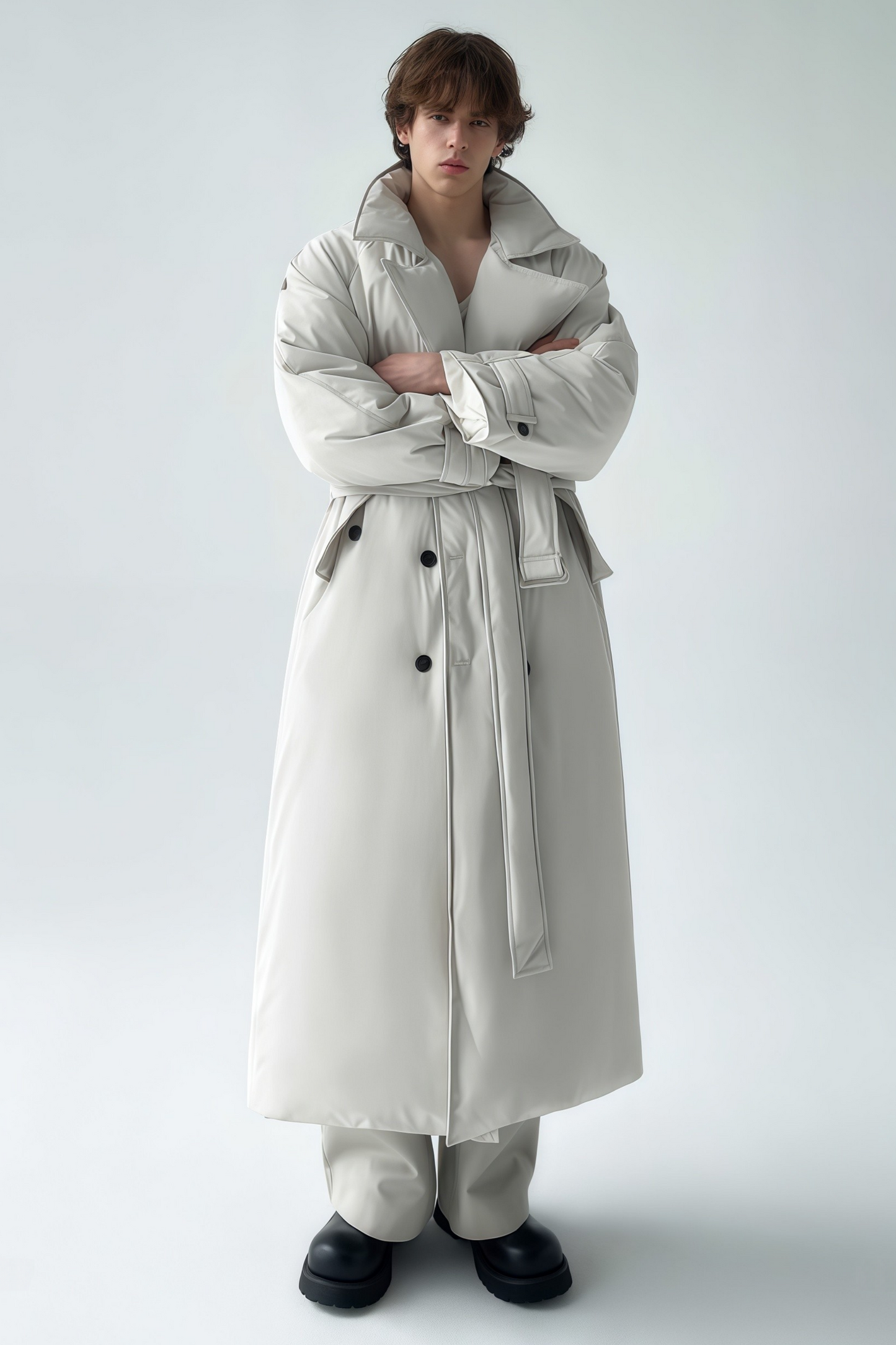 Lucas white down-feather maxi coat