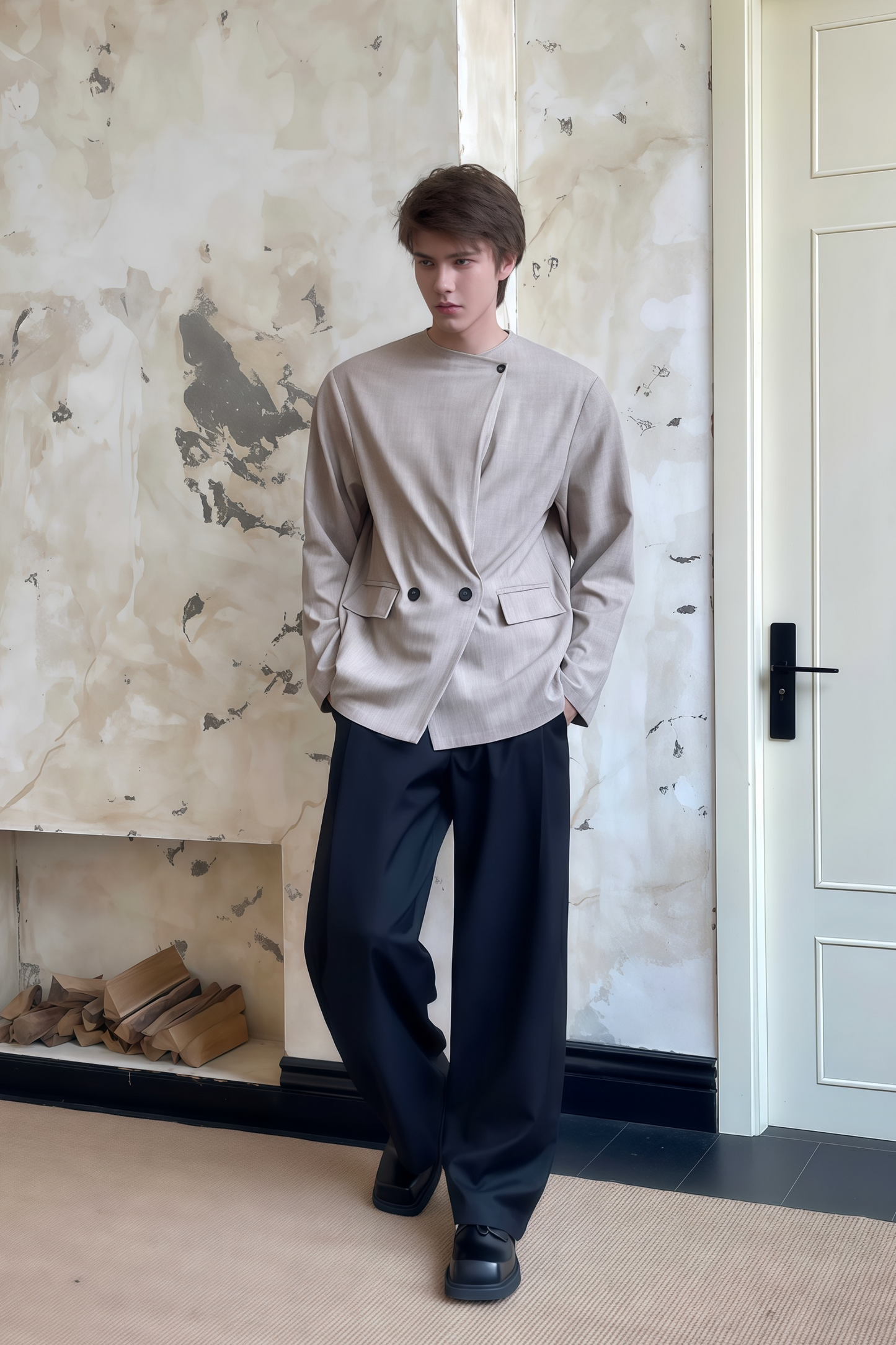 Silas khaki asymmetric shirt