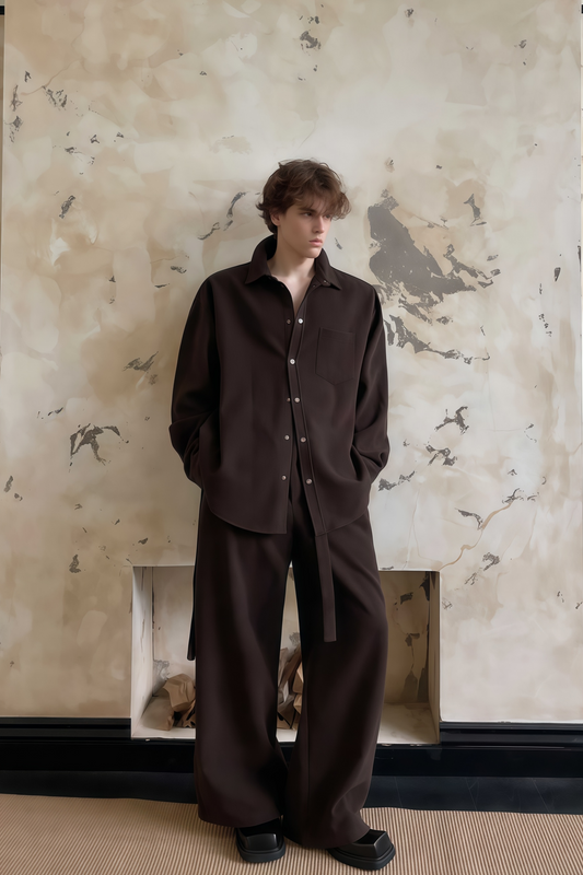 Cyrus brown shirt & trousers matching set