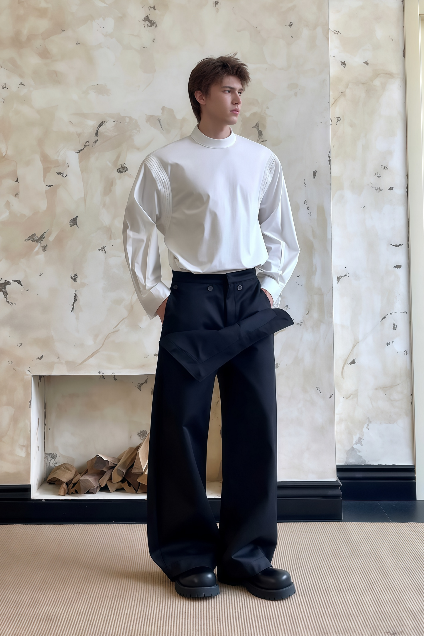 Theodore black multi-wear layered trousers