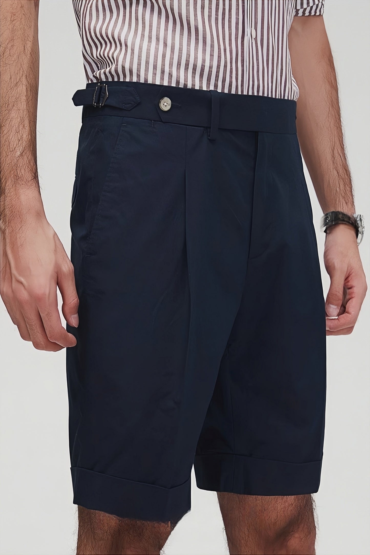 Elon navy-blue straight-cut shorts