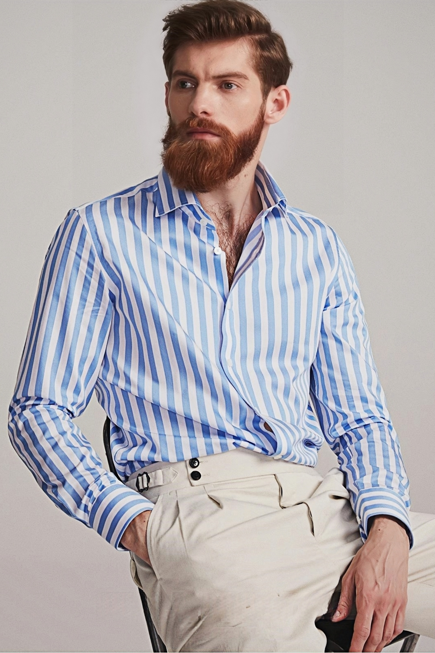Edward light blue stripe-pattern shirt