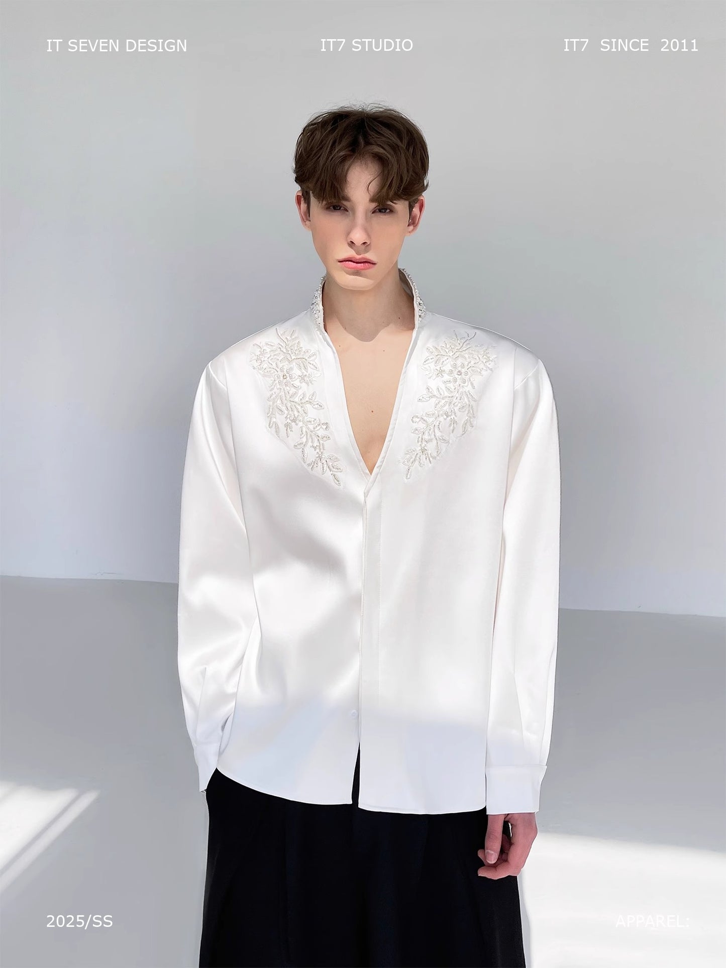 Lou white floral sequin-embellishment shirt