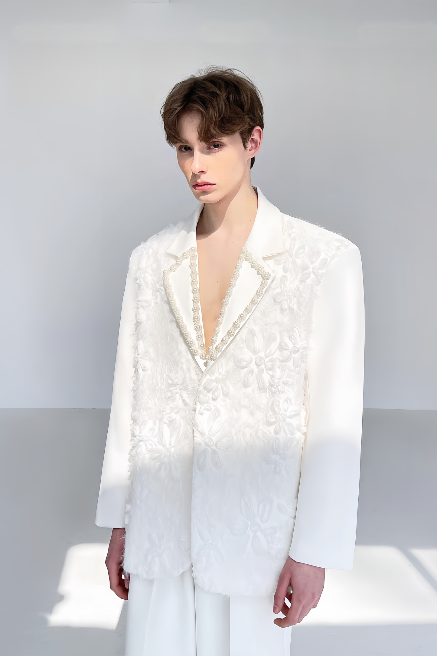 Otis white faux-pearln-embellishment blazer