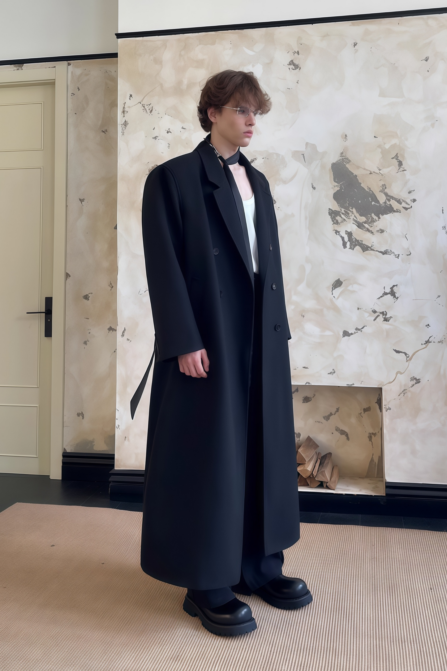 معطف طويل أسود من Alaric