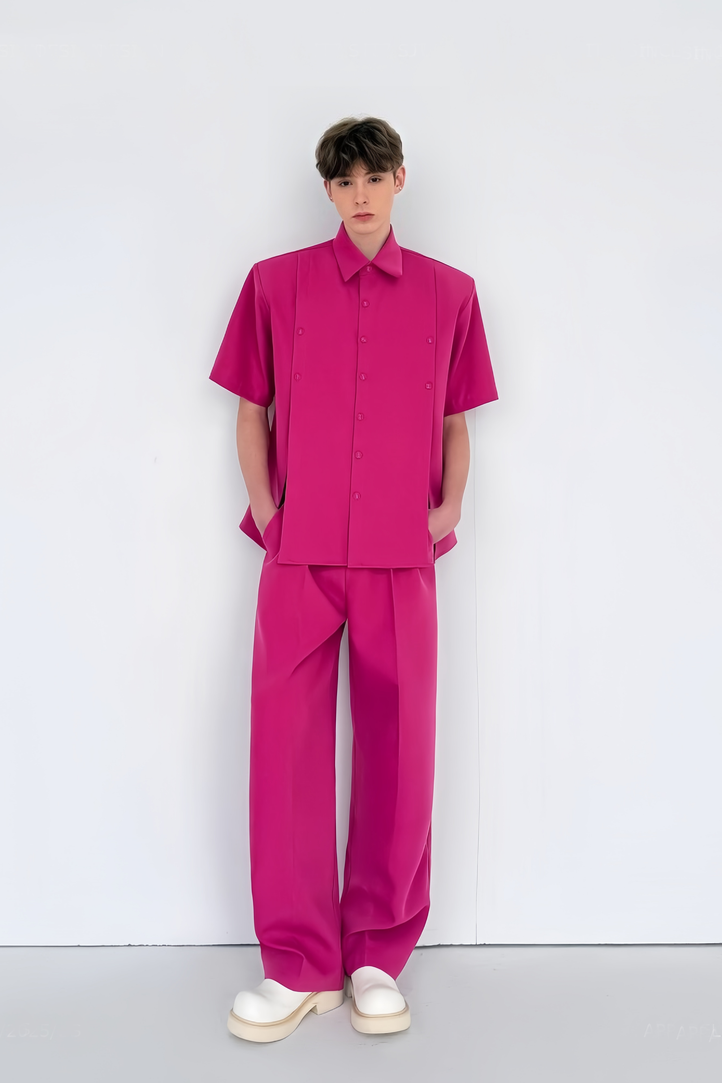 Lowie hot pink front slit suit
