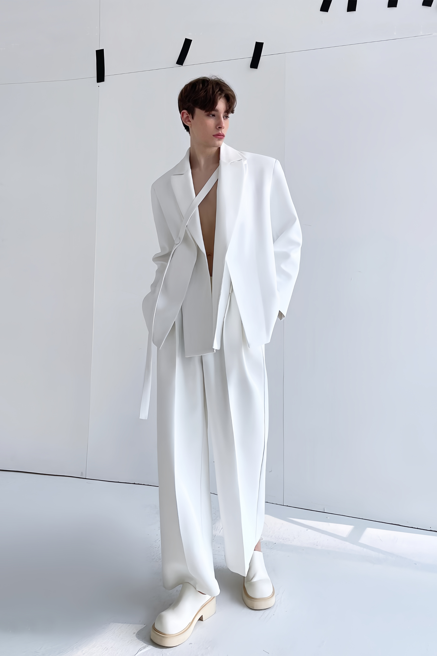 Elias White Self-tie Jacket