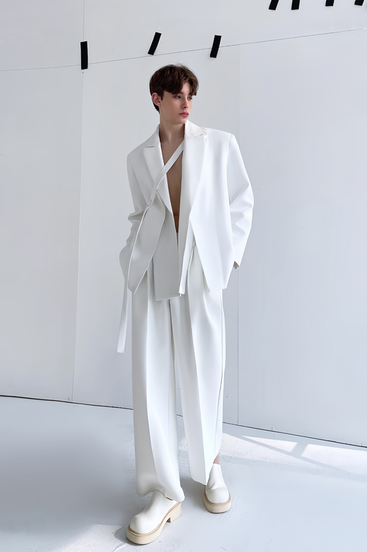 Elias White Self-tie Jacket