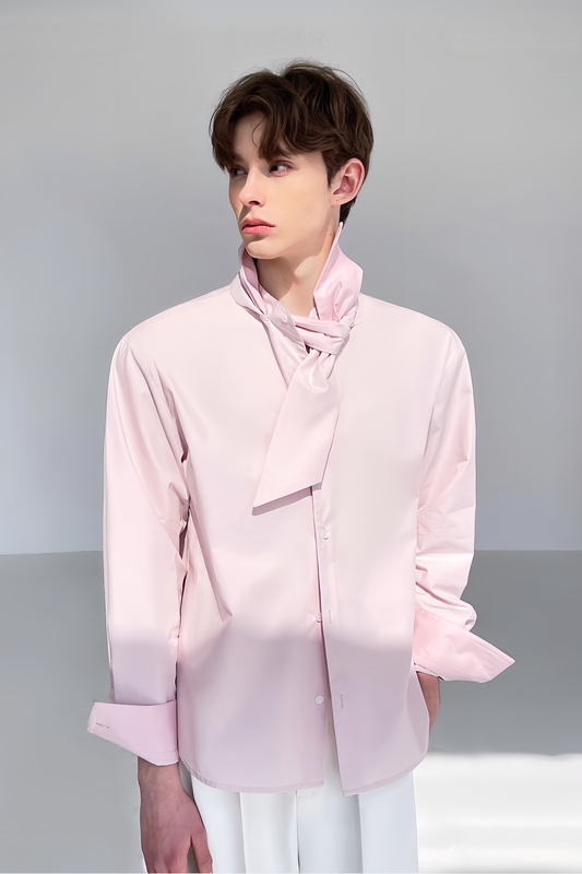Samuel pink tie-strap collar shirt
