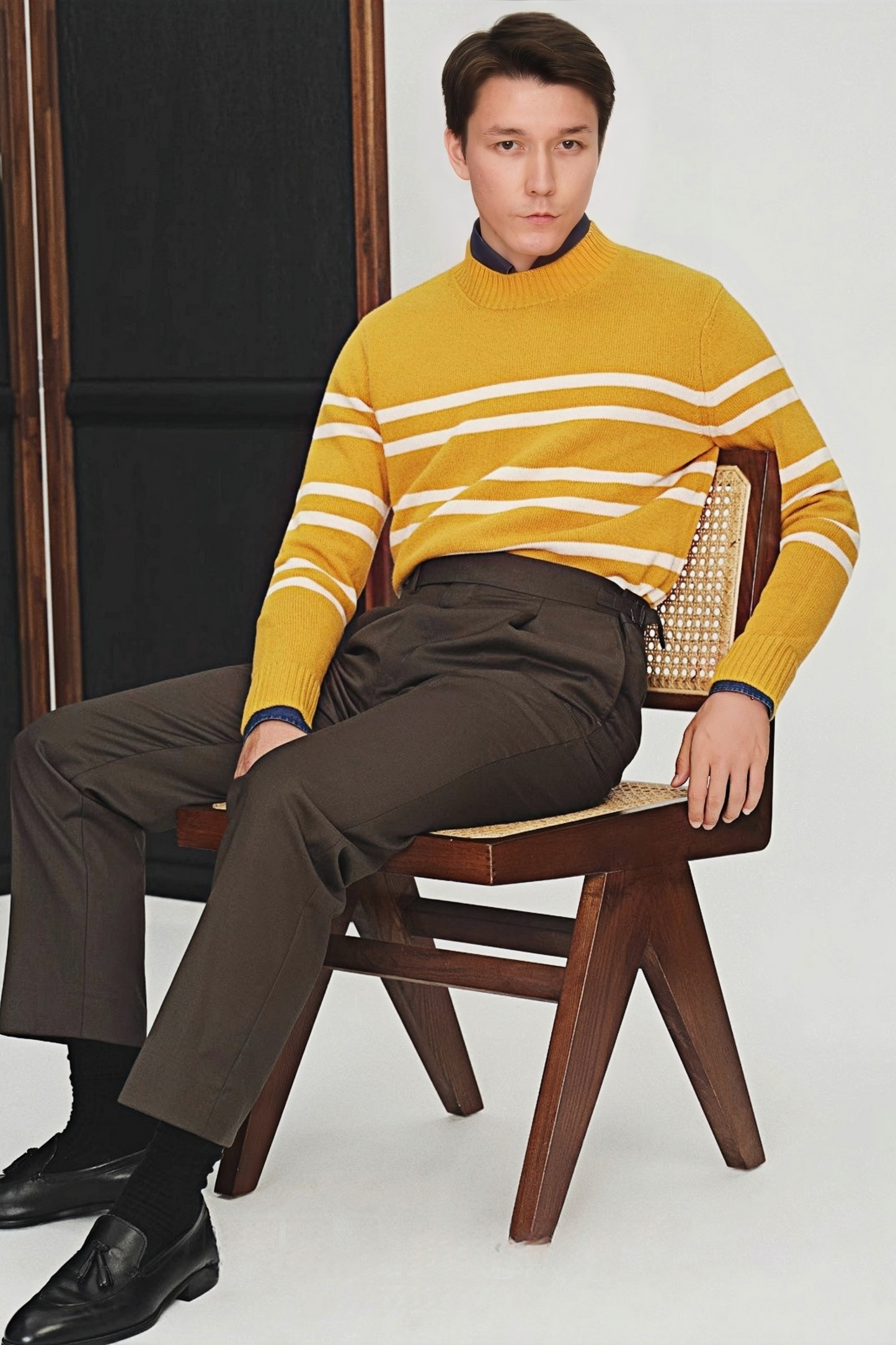 Silas stripe-pattern round-neck jumper